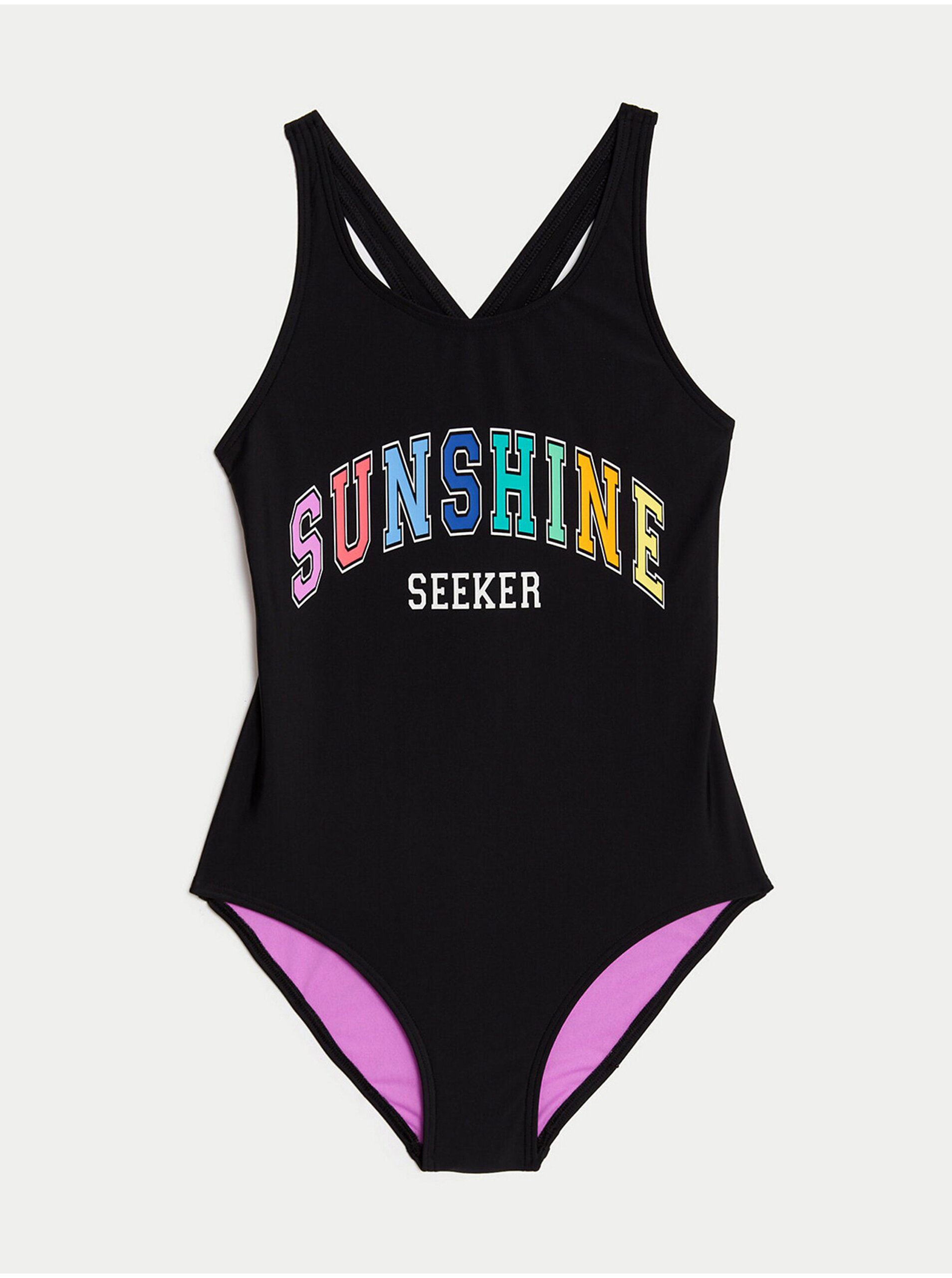 E-shop Černé holčičí plavky s nápisem Marks & Spencer