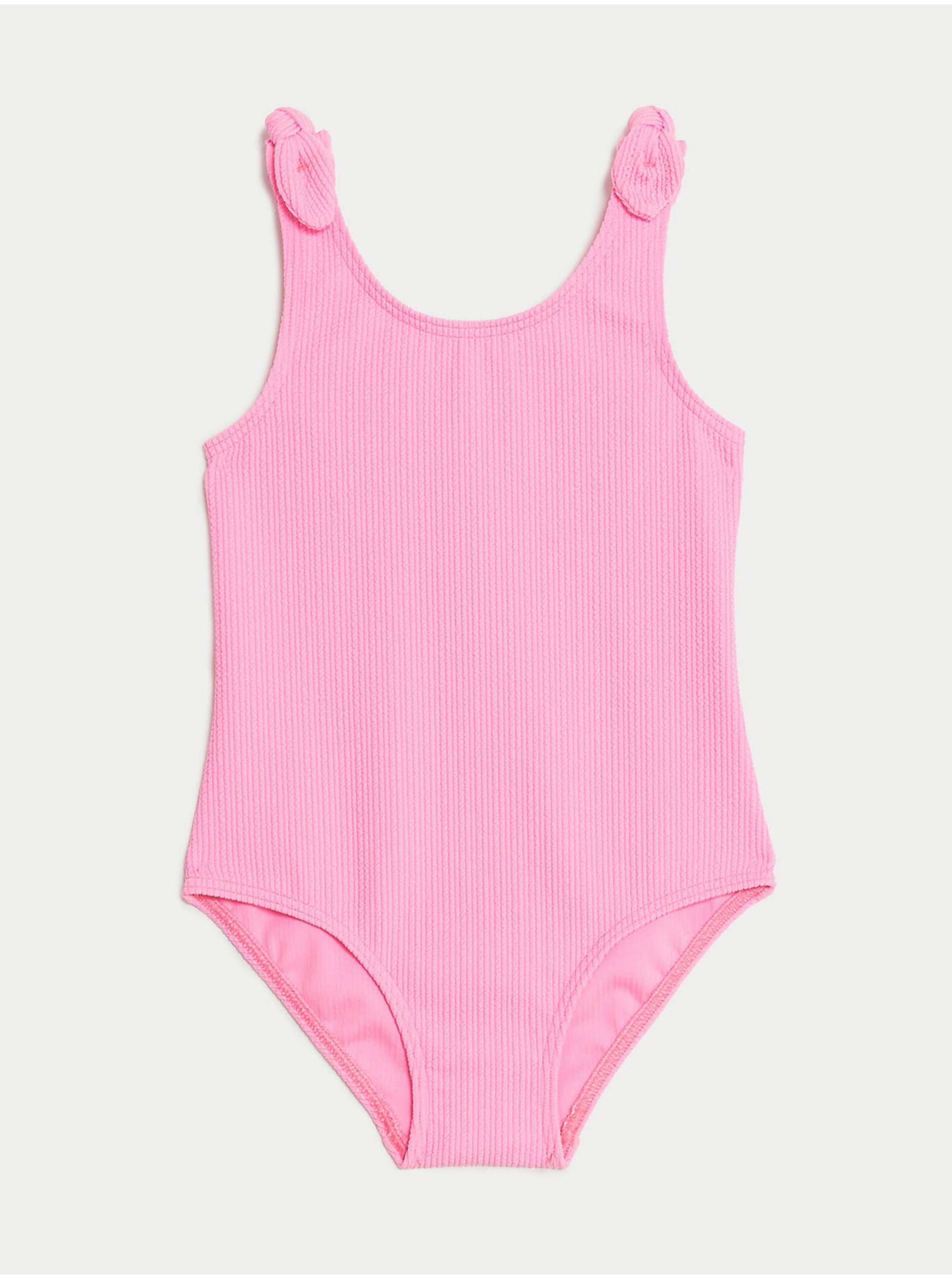 Lacno Ružové dievčenské plavky so zaväzovaním na ramenách Marks & Spencer