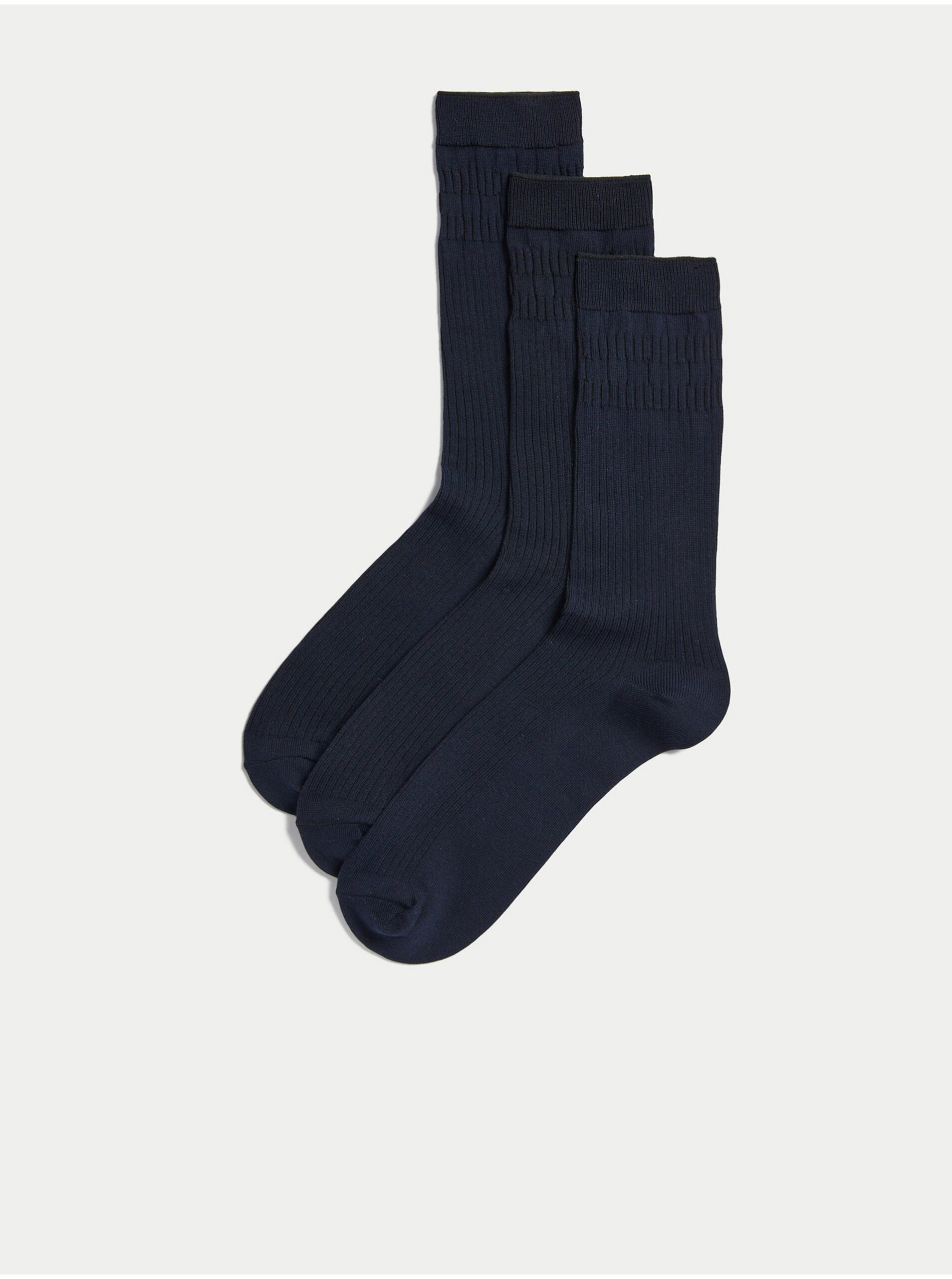 Levně Sada tří párů pánských ponožek v tmavě modré barvě Marks & Spencer