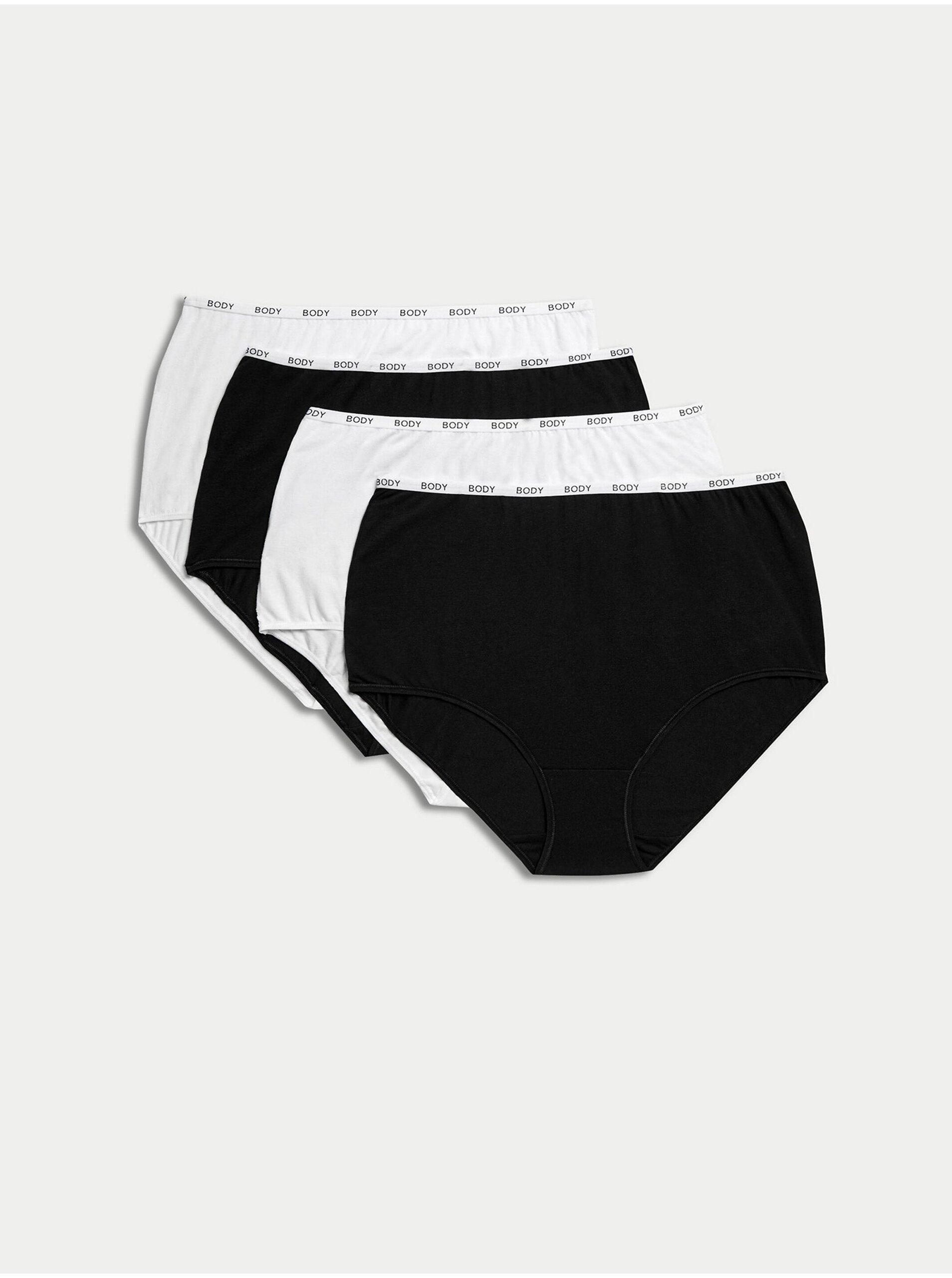 Levně Sada čtyř dámských kalhotek v černé a bílé barvě Marks & Spencer Cool Comfort™