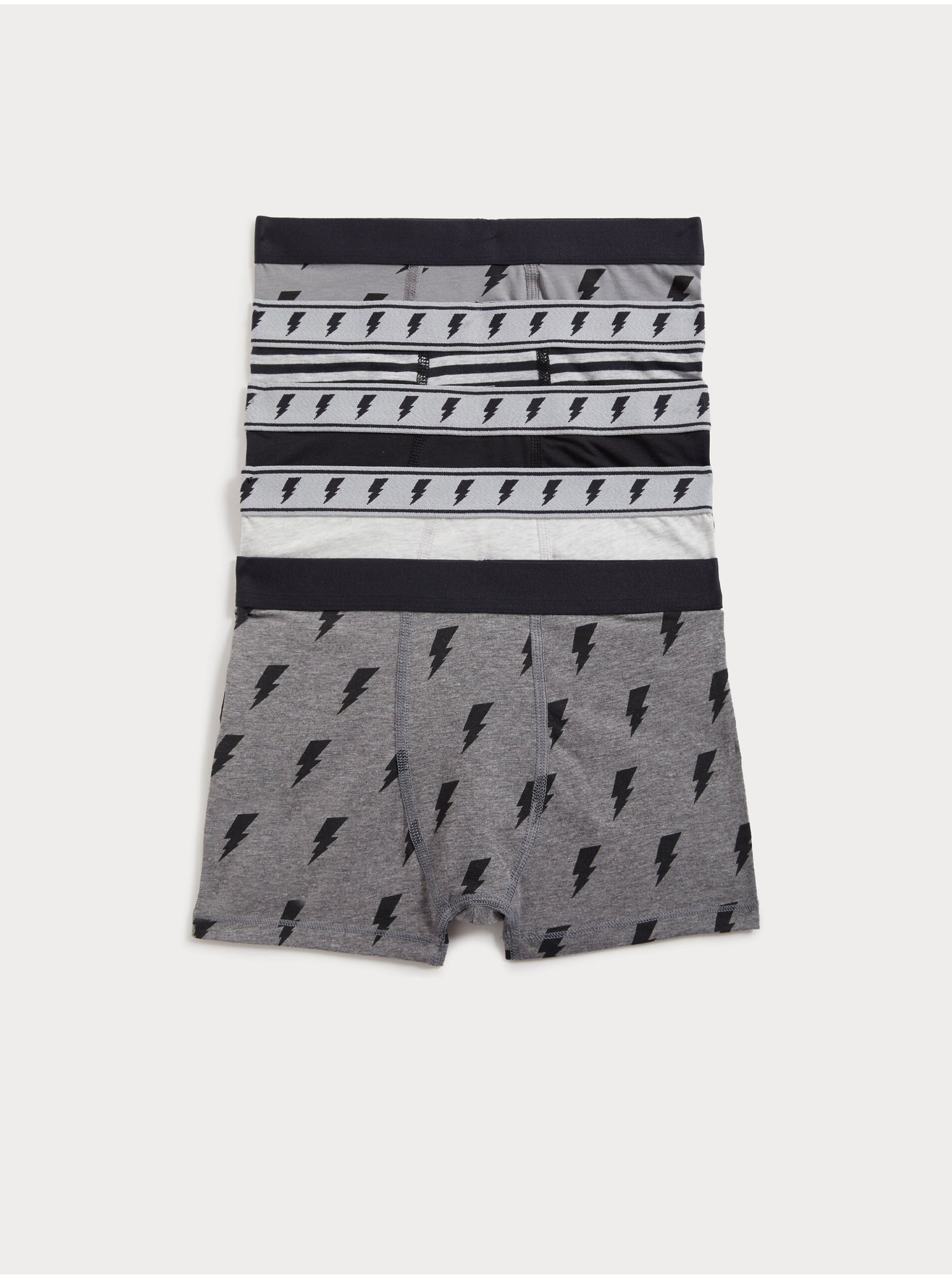 Levně Sada pěti klučičích vzorovaných boxerek v šedé barvě Marks & Spencer