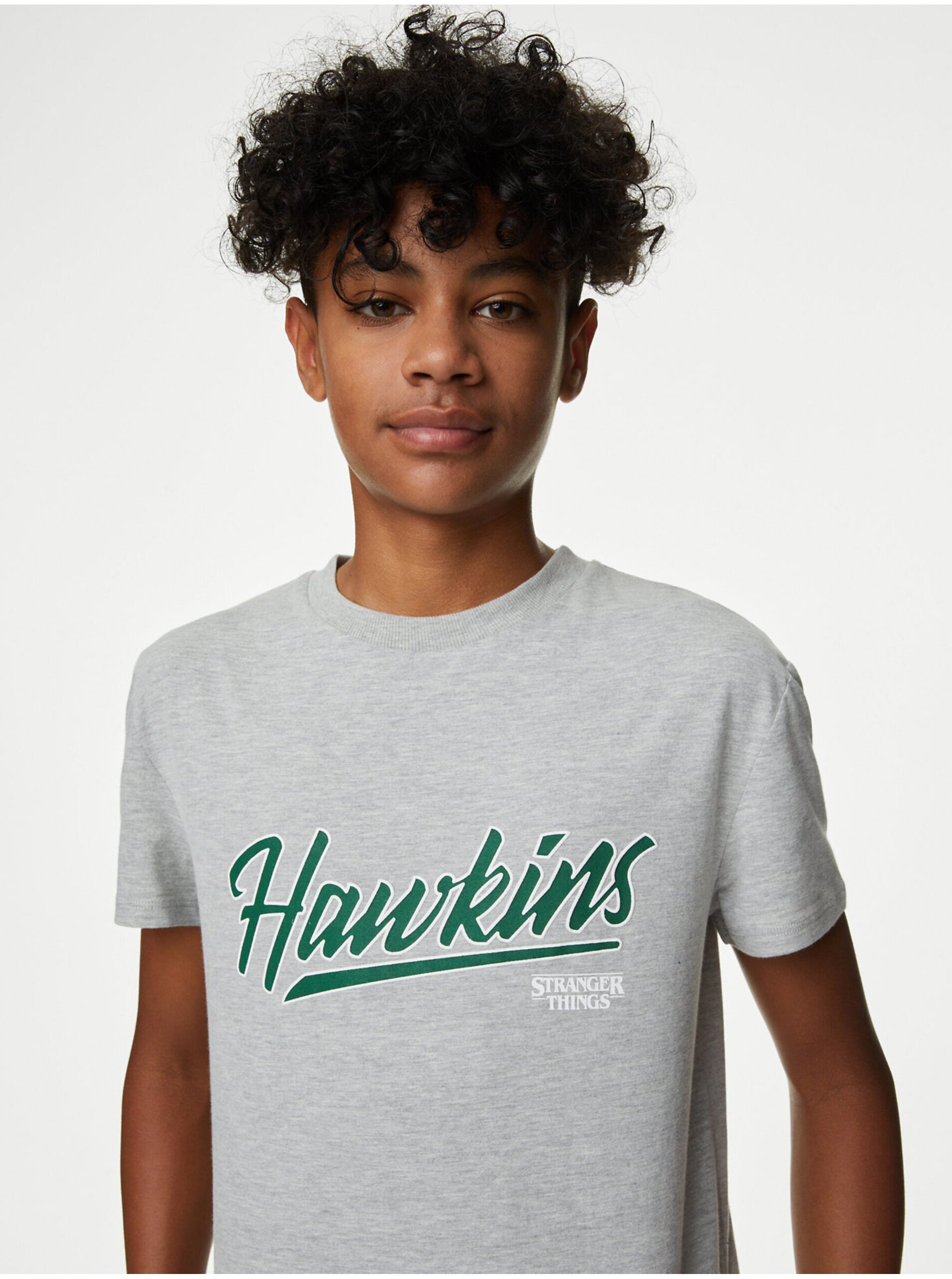 Lacno Šedé chlapčenské tričko s nápisom Marks & Spencer