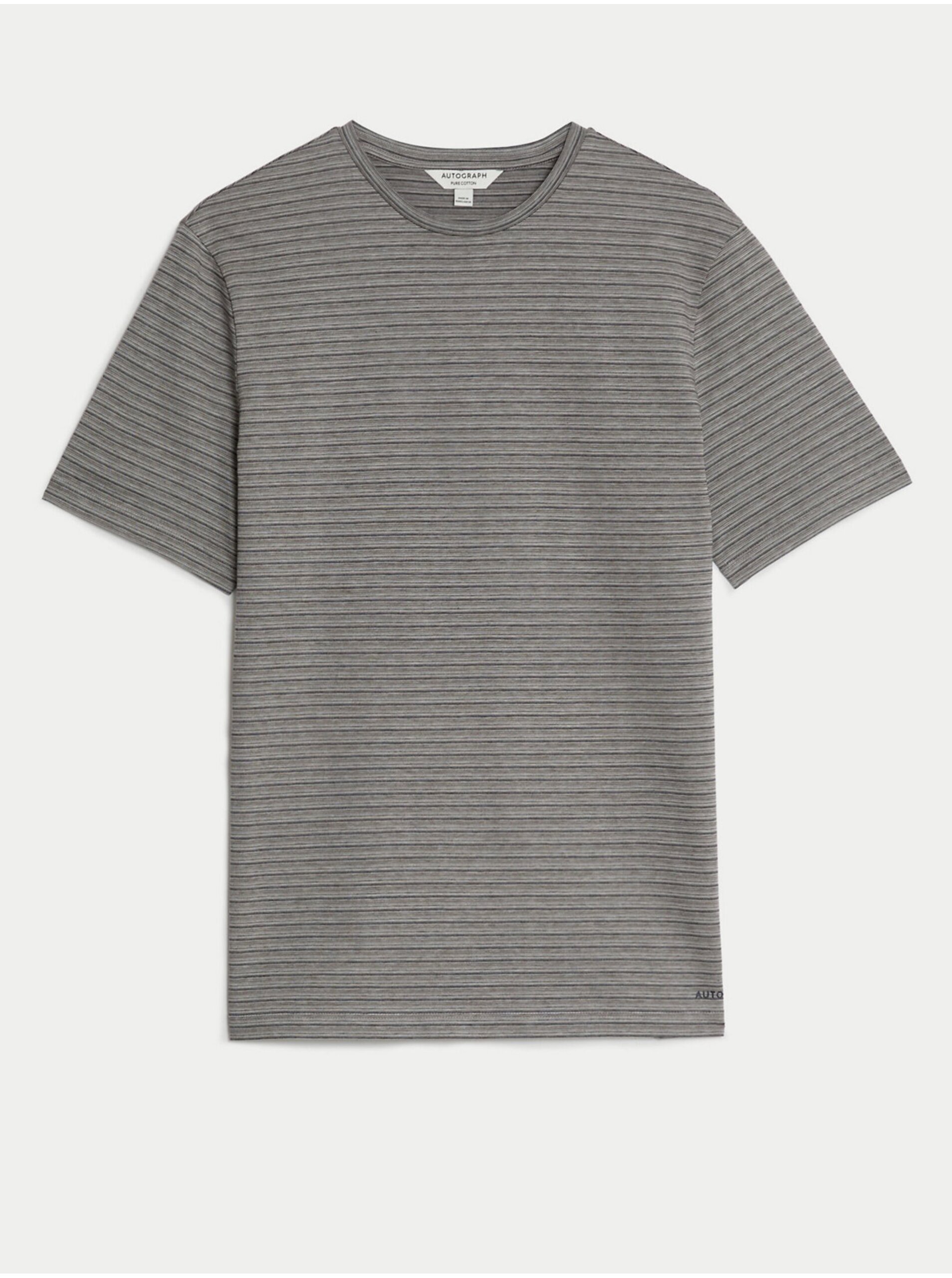 Levně Pruhované tričko s texturou, z čisté bavlny Marks & Spencer smetanová
