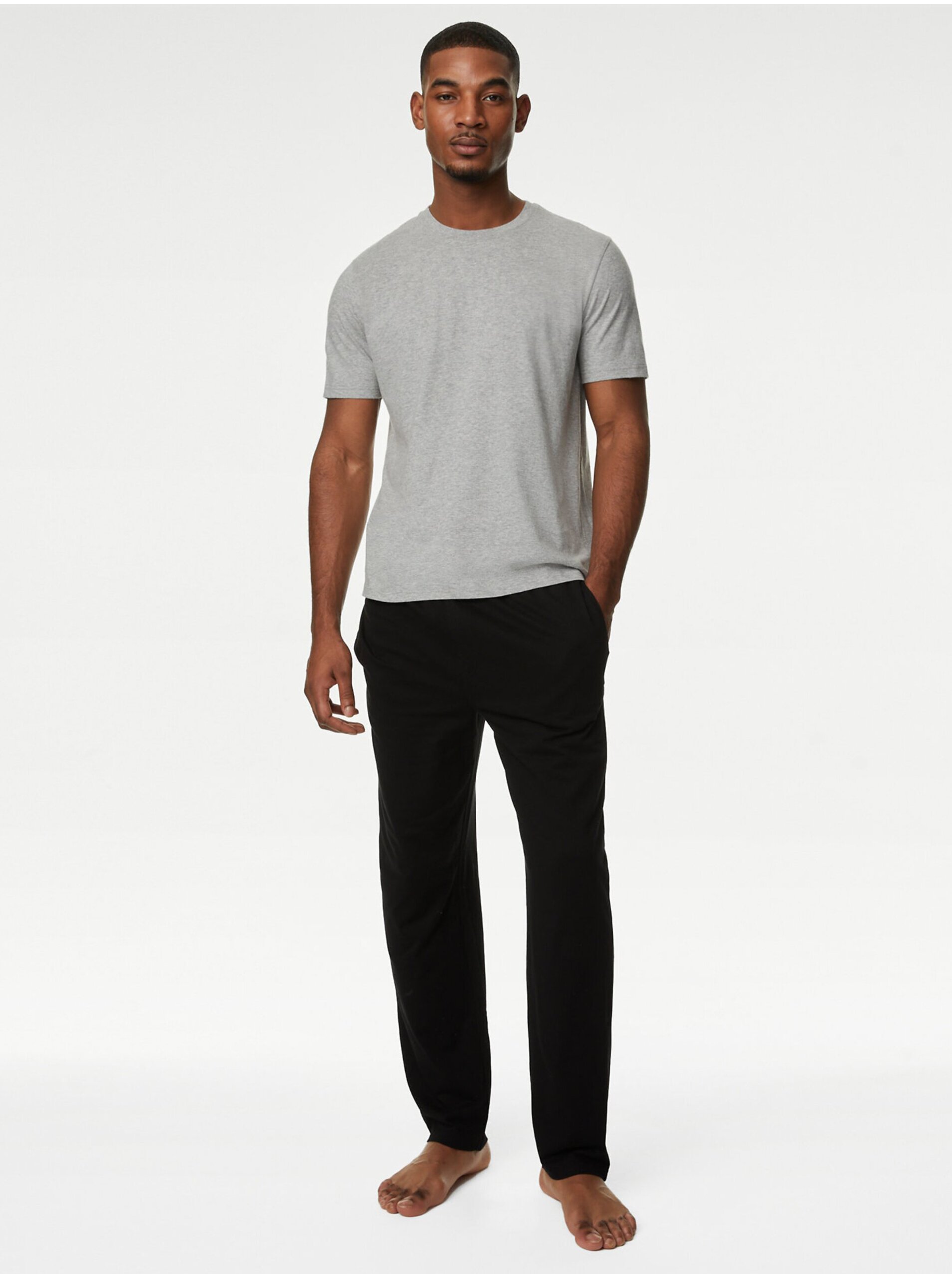 Lacno Čierno-šedé pánske pyžamo Marks & Spencer