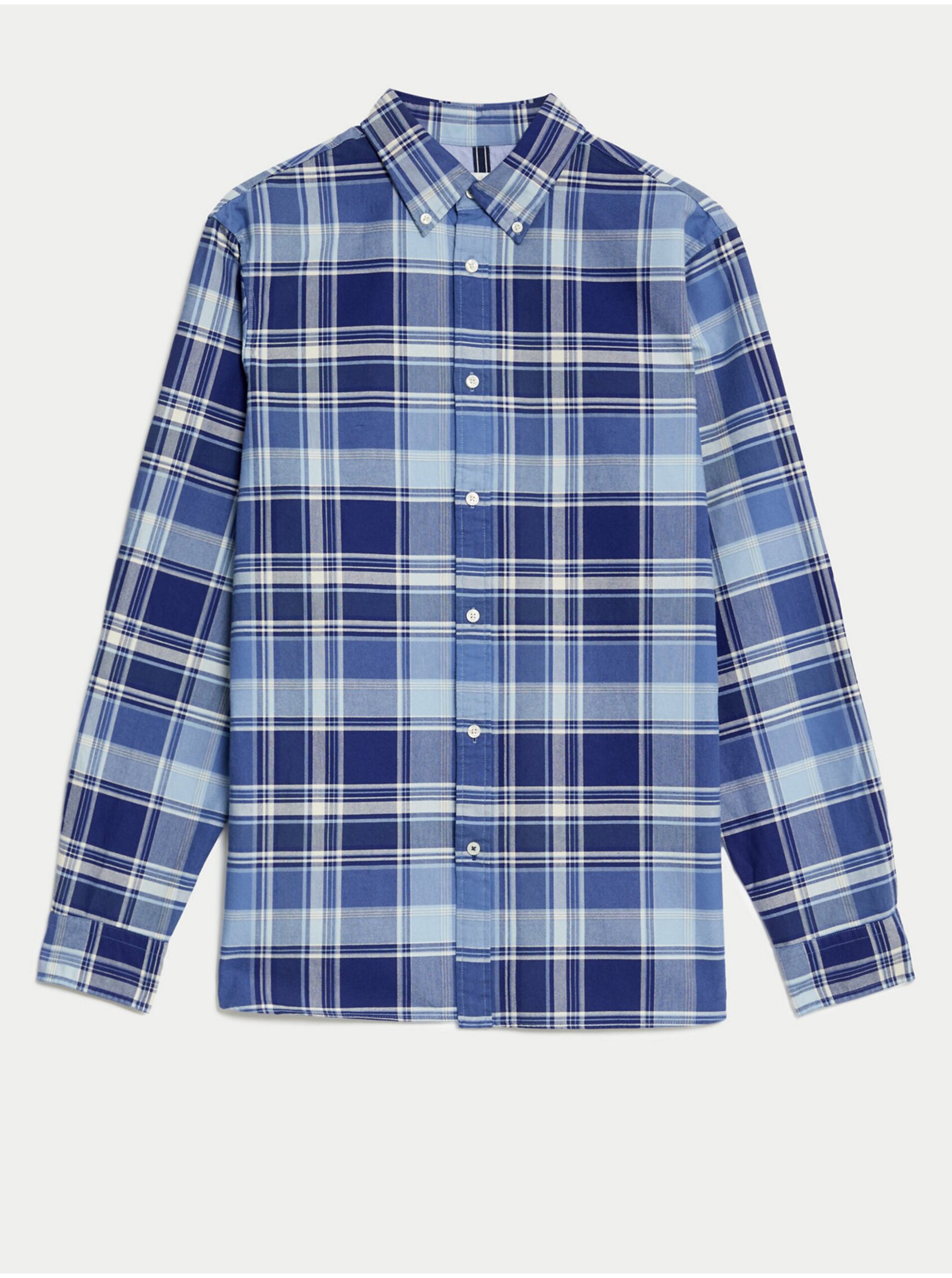 Levně Pruhovaná košile Oxford z čisté bavlny, snadné žehlení Marks & Spencer modrá