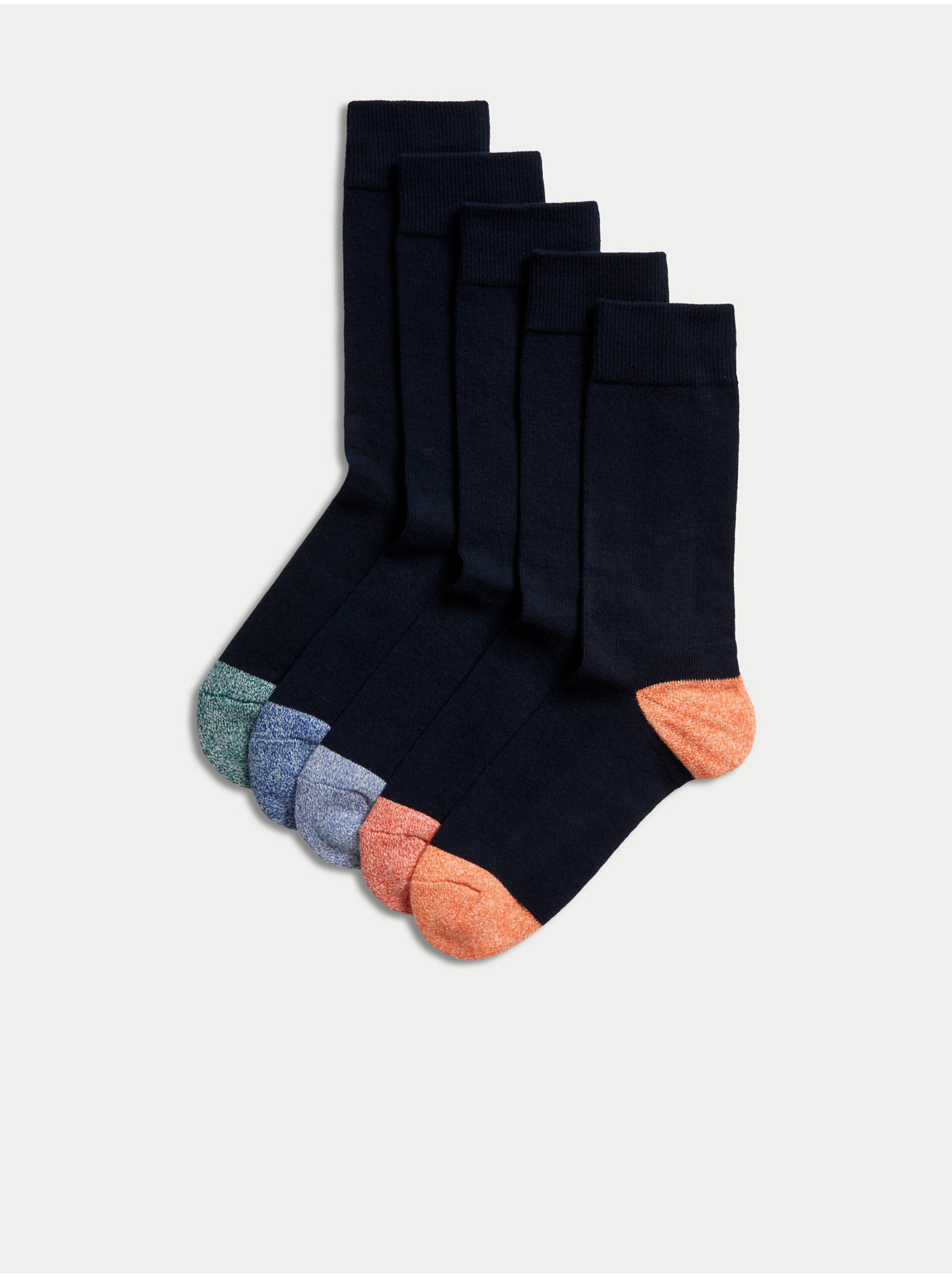 Levně Sada pěti párů pánských ponožek Cool & Fresh™ ve tmavě modré barvě Marks & Spencer