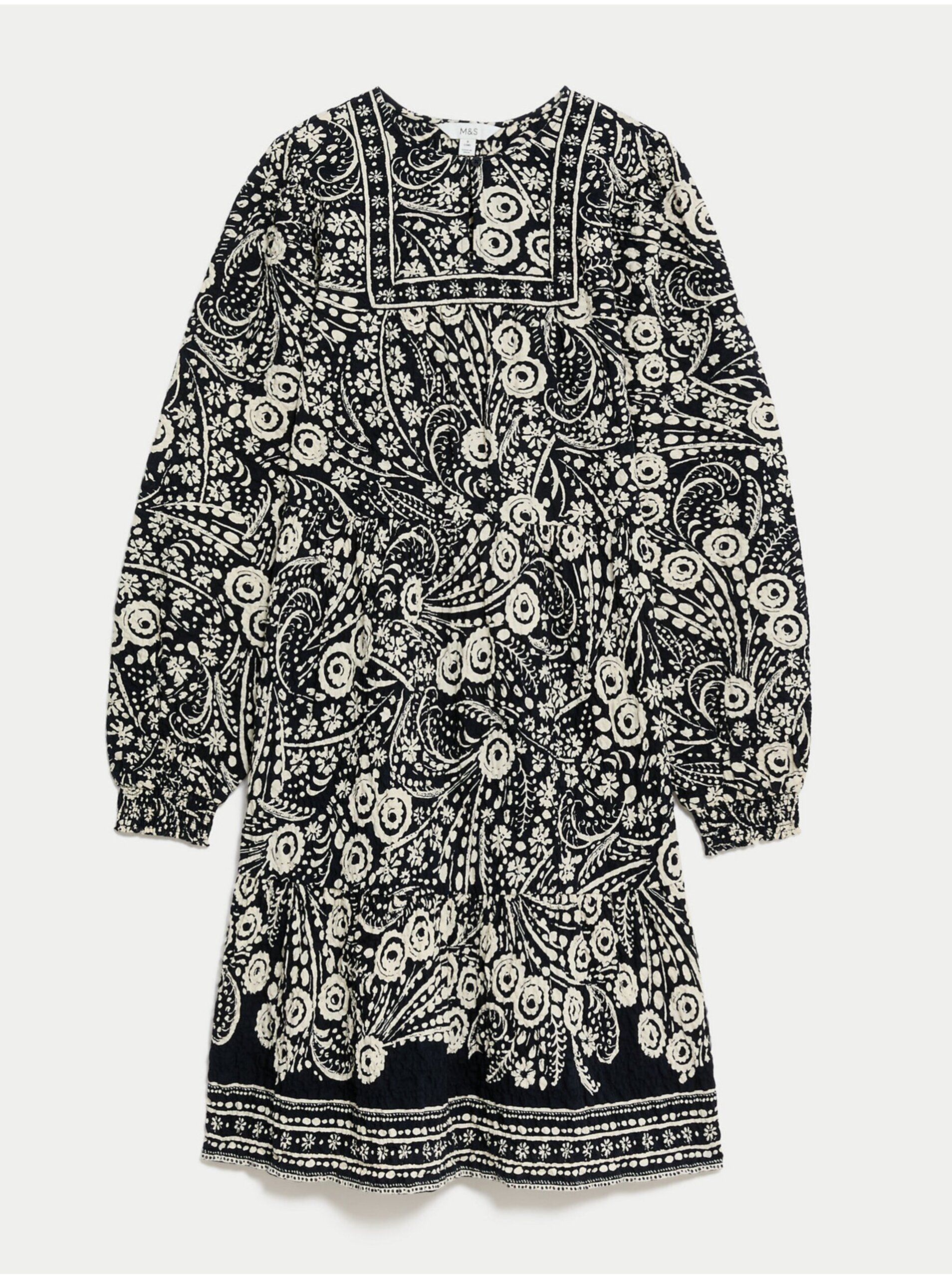 E-shop Mini šaty s texturovaným zdobením a vysokým podílem bavlny Marks & Spencer smetanová