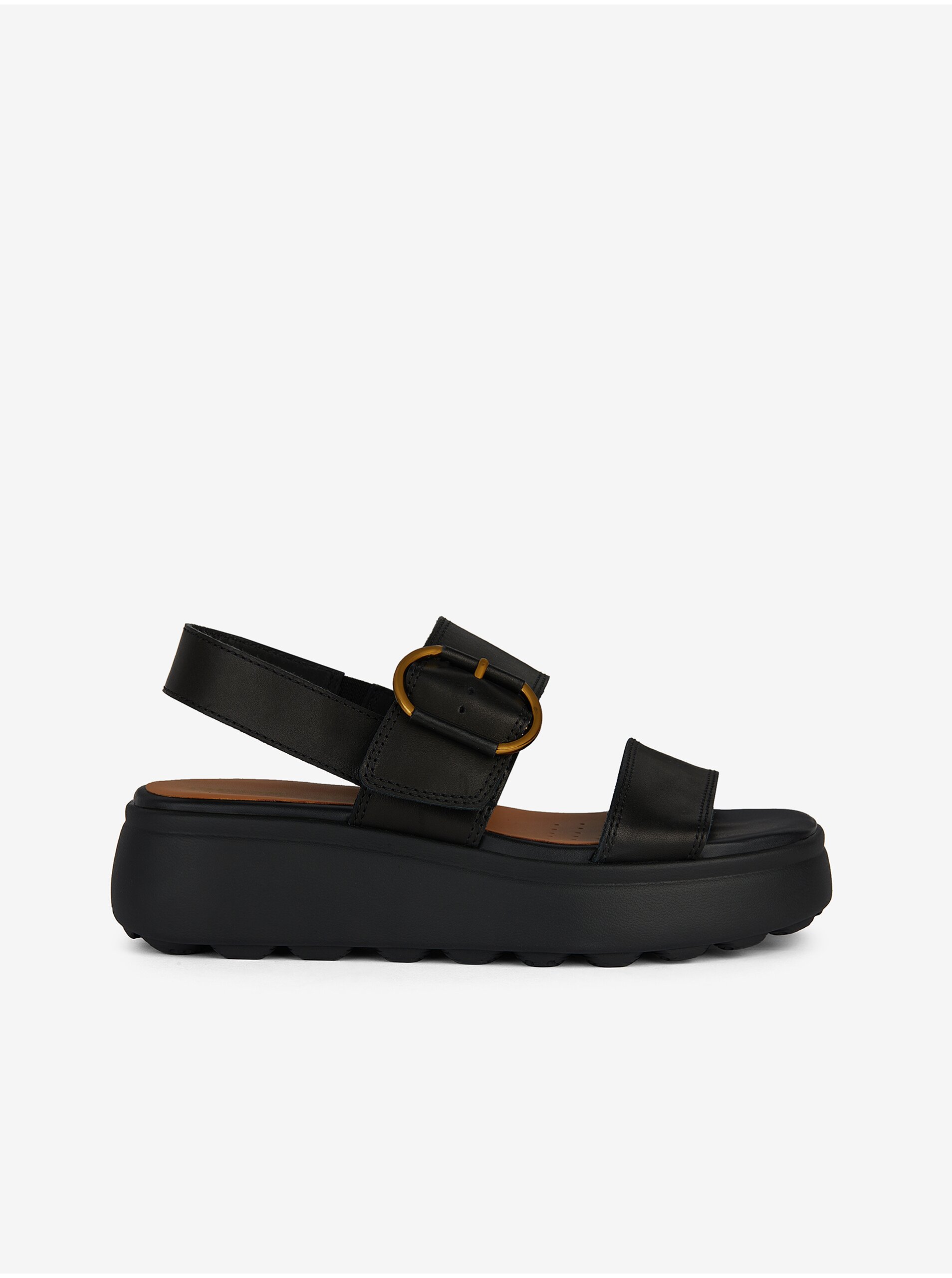 Levně Černé dámské kožené sandály Geox Spherica