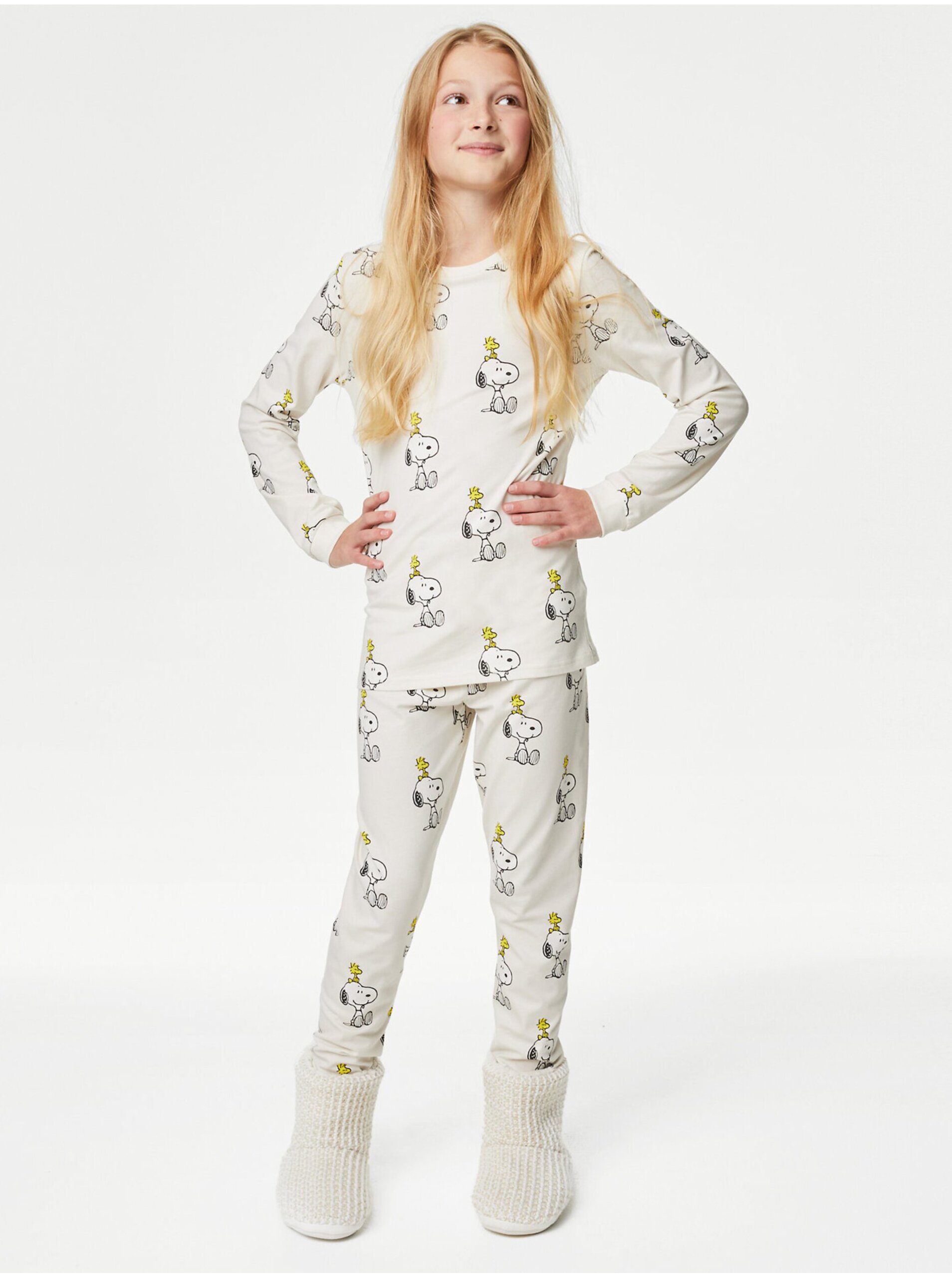 Levně Bílé dětské vzorované pyžamo Marks & Spencer Snoopy™