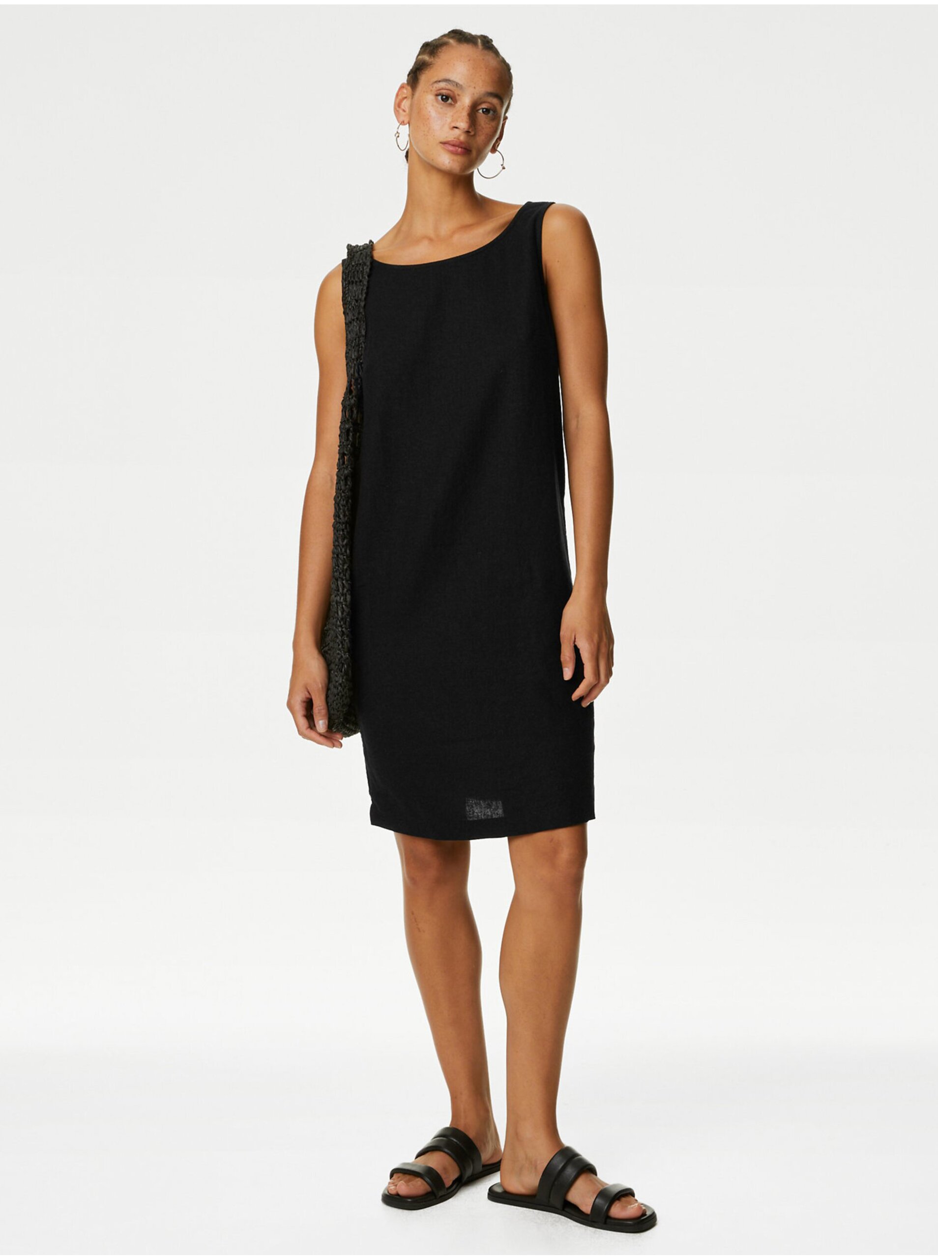 Lacno Čierne dámske ľanové šaty Marks & Spencer