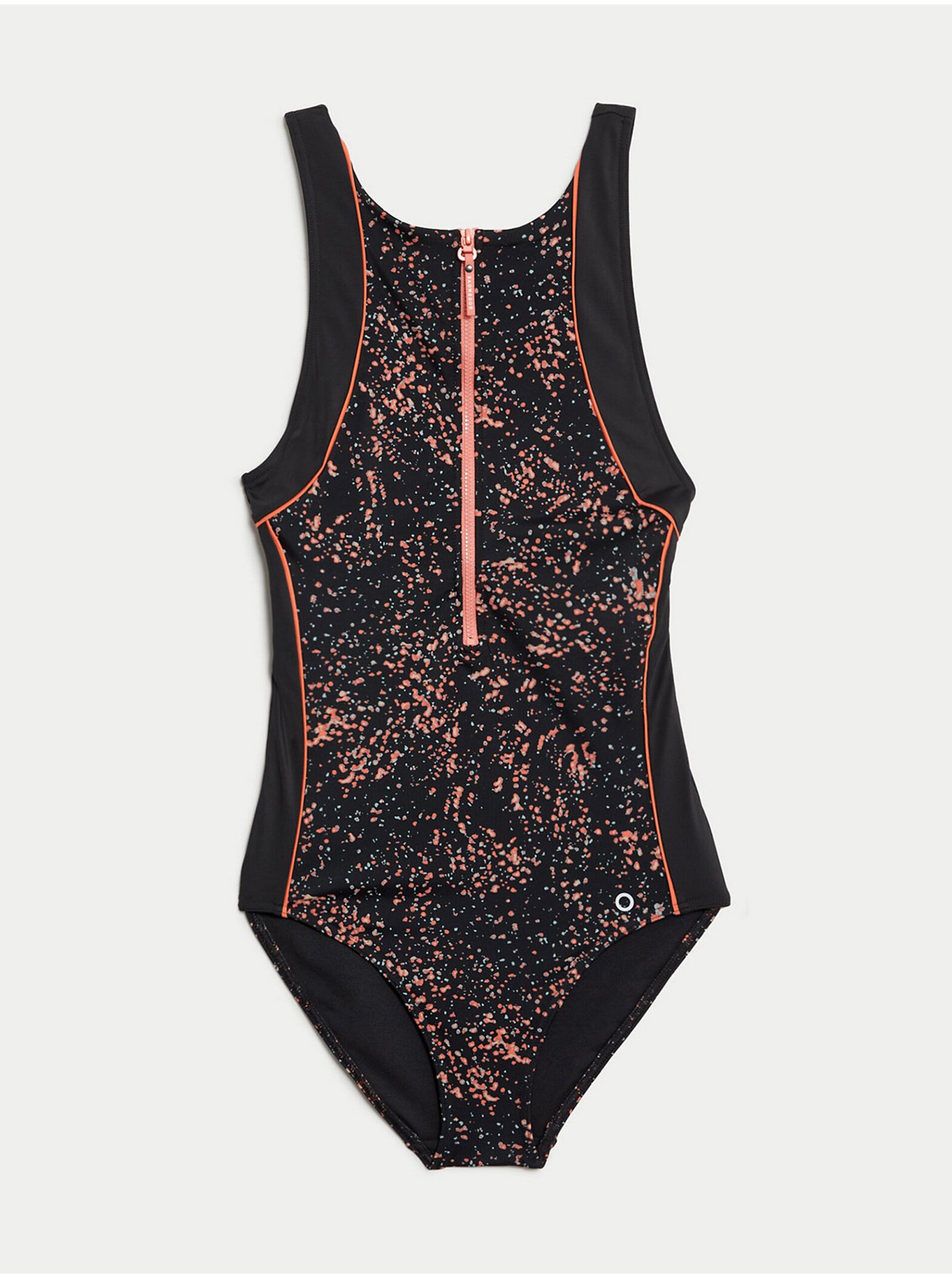 Lacno Ružovo-čierne dámske jednodielne plavky s potlačou Marks & Spencer