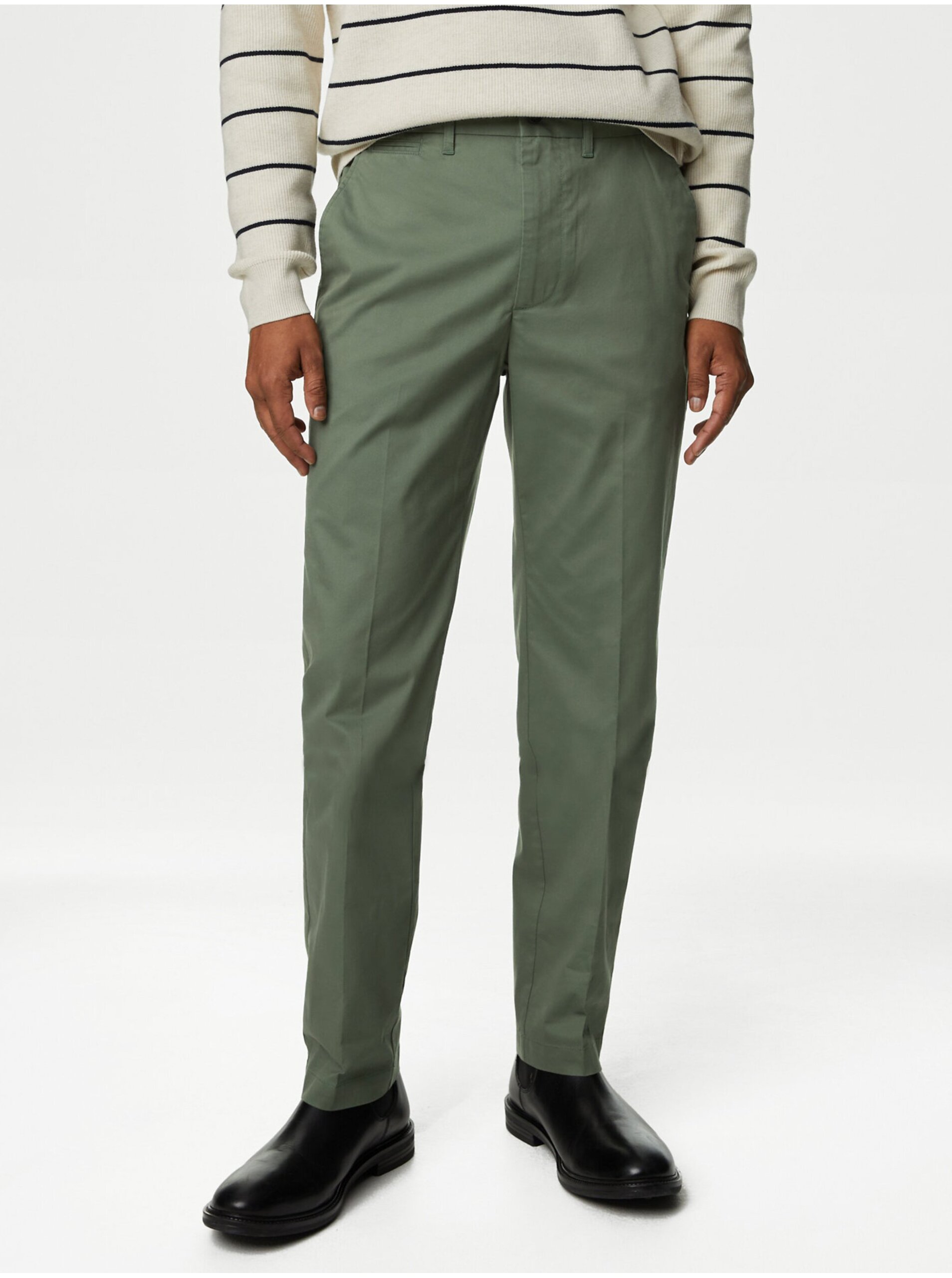 Lacno Zelené pánske chino nohavice Marks & Spencer