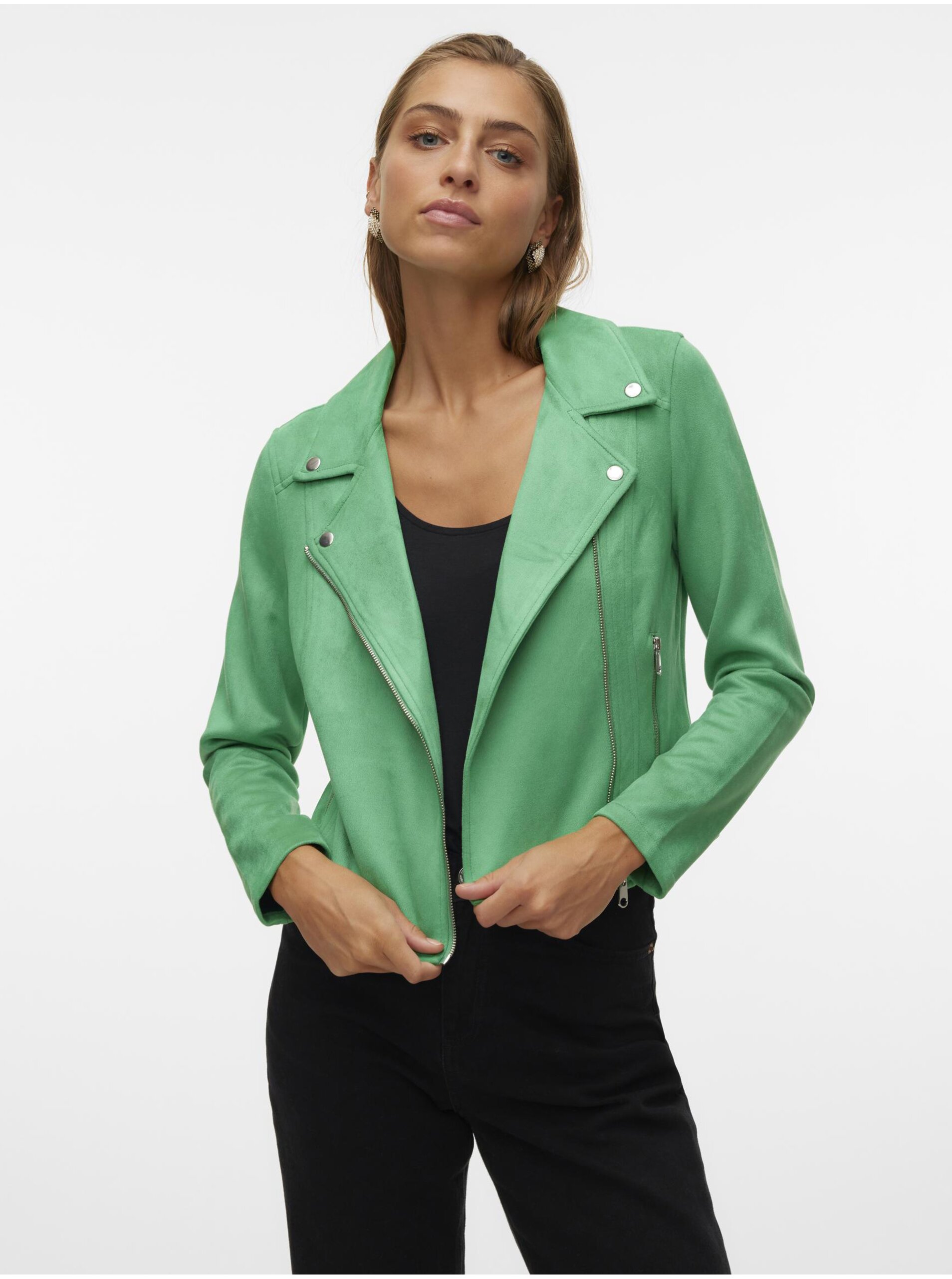 E-shop Zelená dámská bunda v semišové úpravě Vero Moda Jose