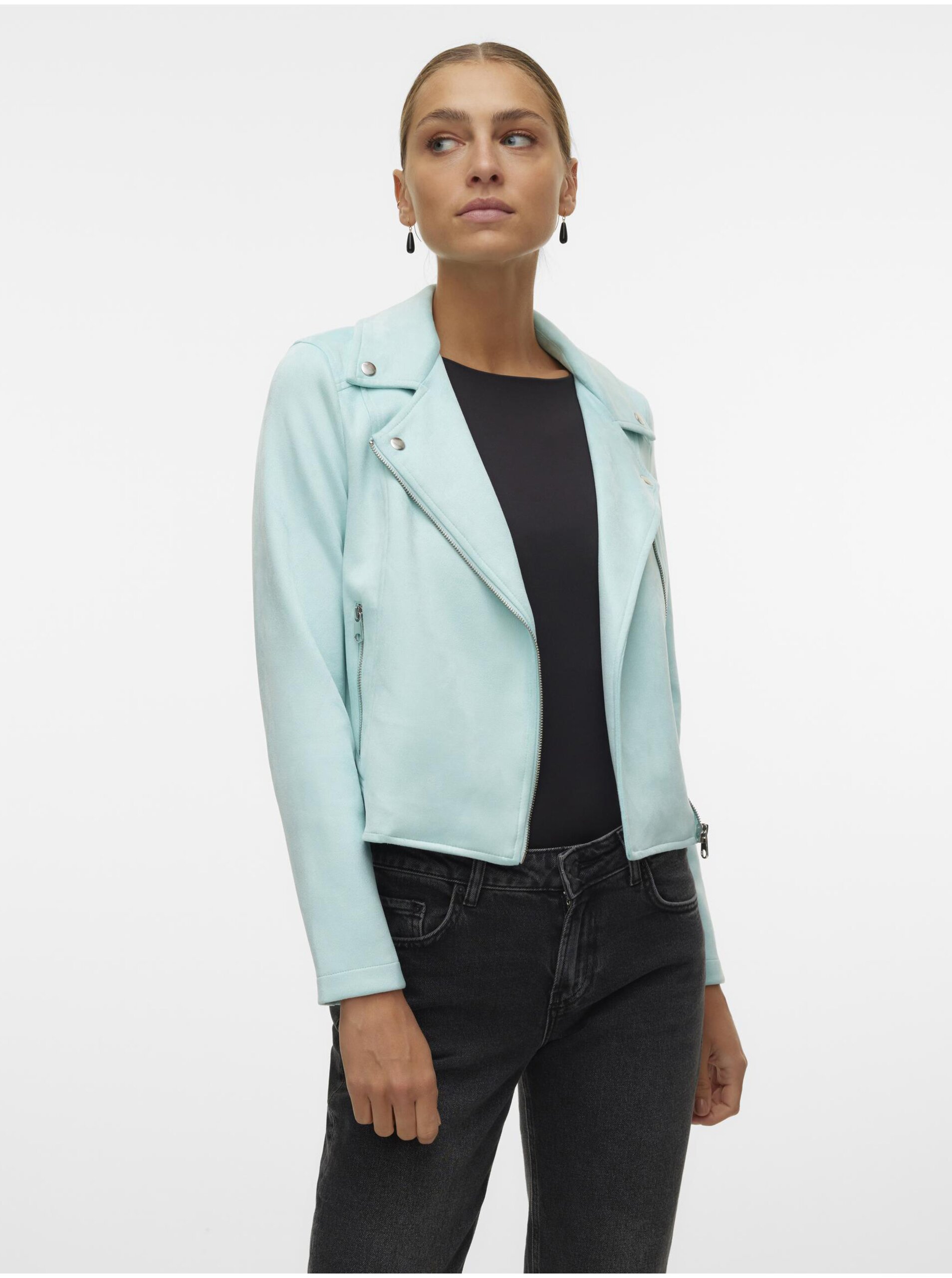 E-shop Světle modrá dámská bunda v semišové úpravě Vero Moda Jose
