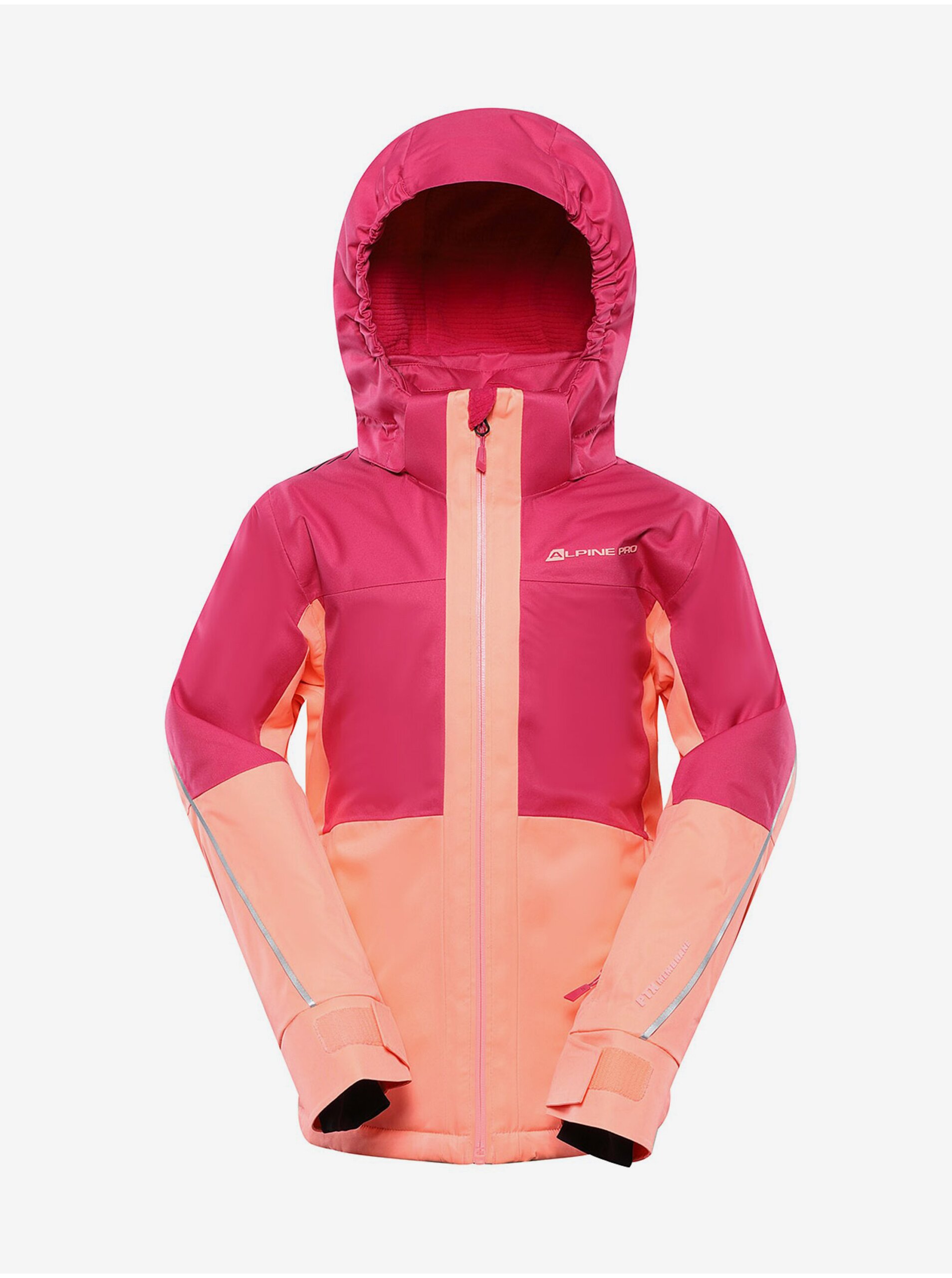 Levně Oranžovo-růžová holčičí lyžařská bunda s membránou PTX ALPINE PRO Reamo