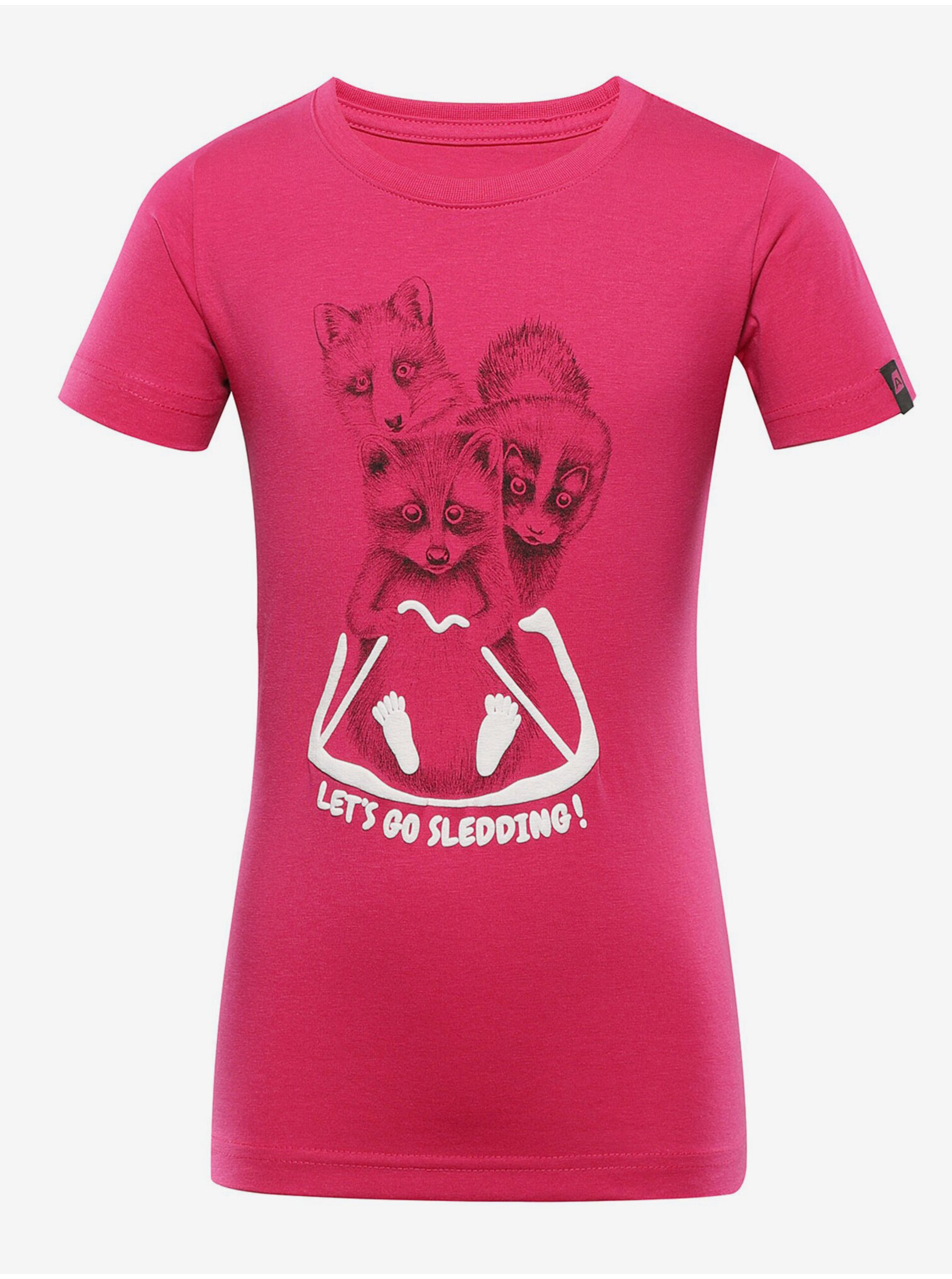 Levně Tmavě růžové holčičí tričko ALPINE PRO Dallo