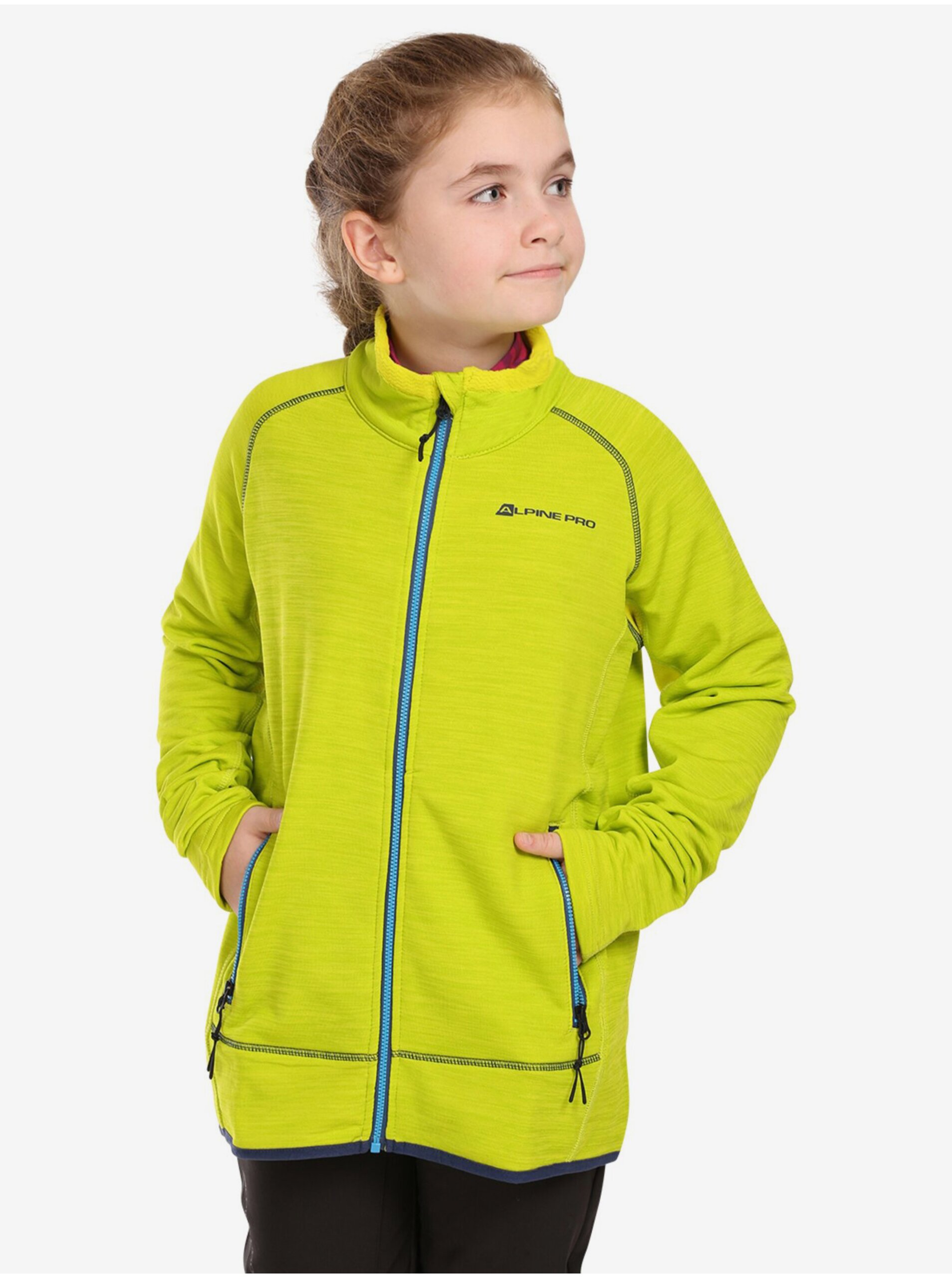 E-shop Svetlo zelená detská športová mikina ALPINE PRO Onneco