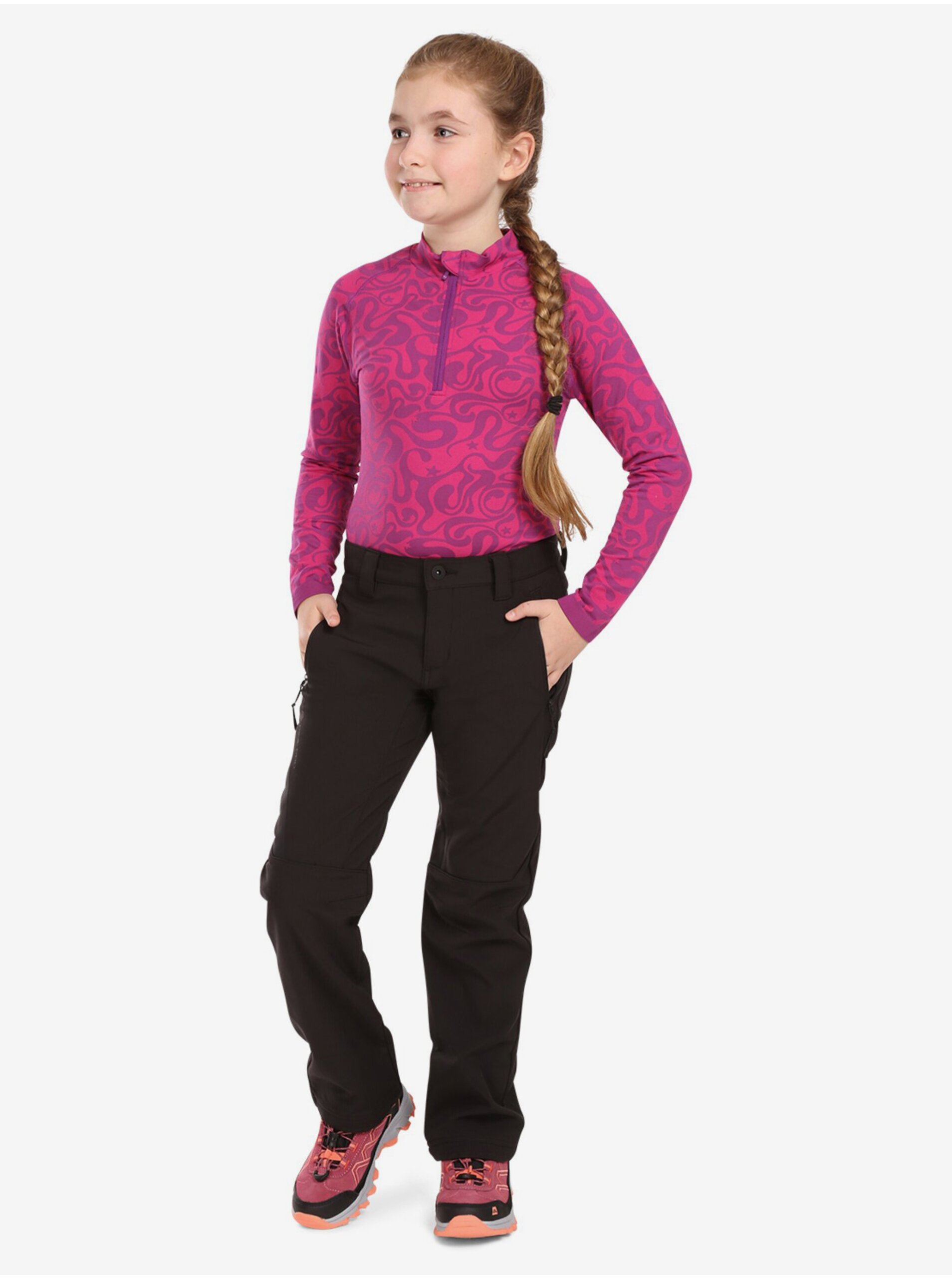 Levně Tmavě růžové holčičí funkční tričko ALPINE PRO Seamo