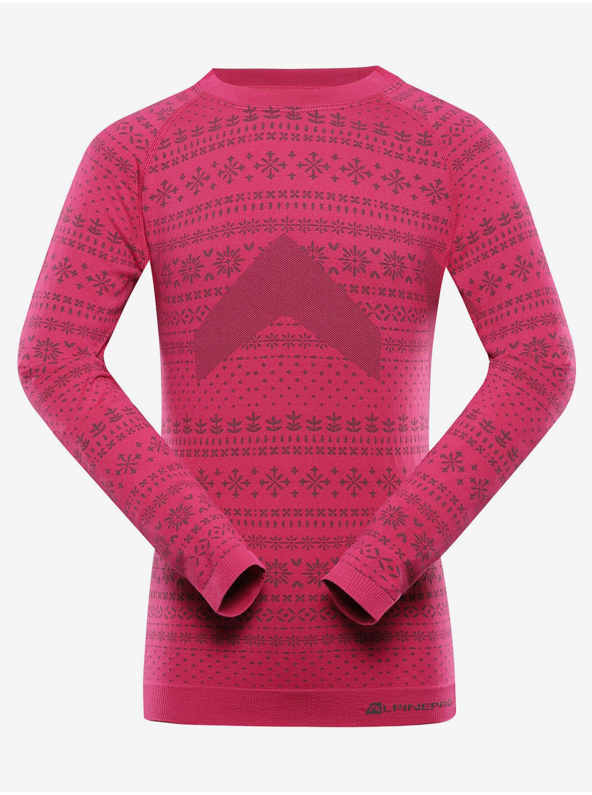 Lacno Tmavo ružové dievčenské funkčné tričko ALPINE PRO Amboso