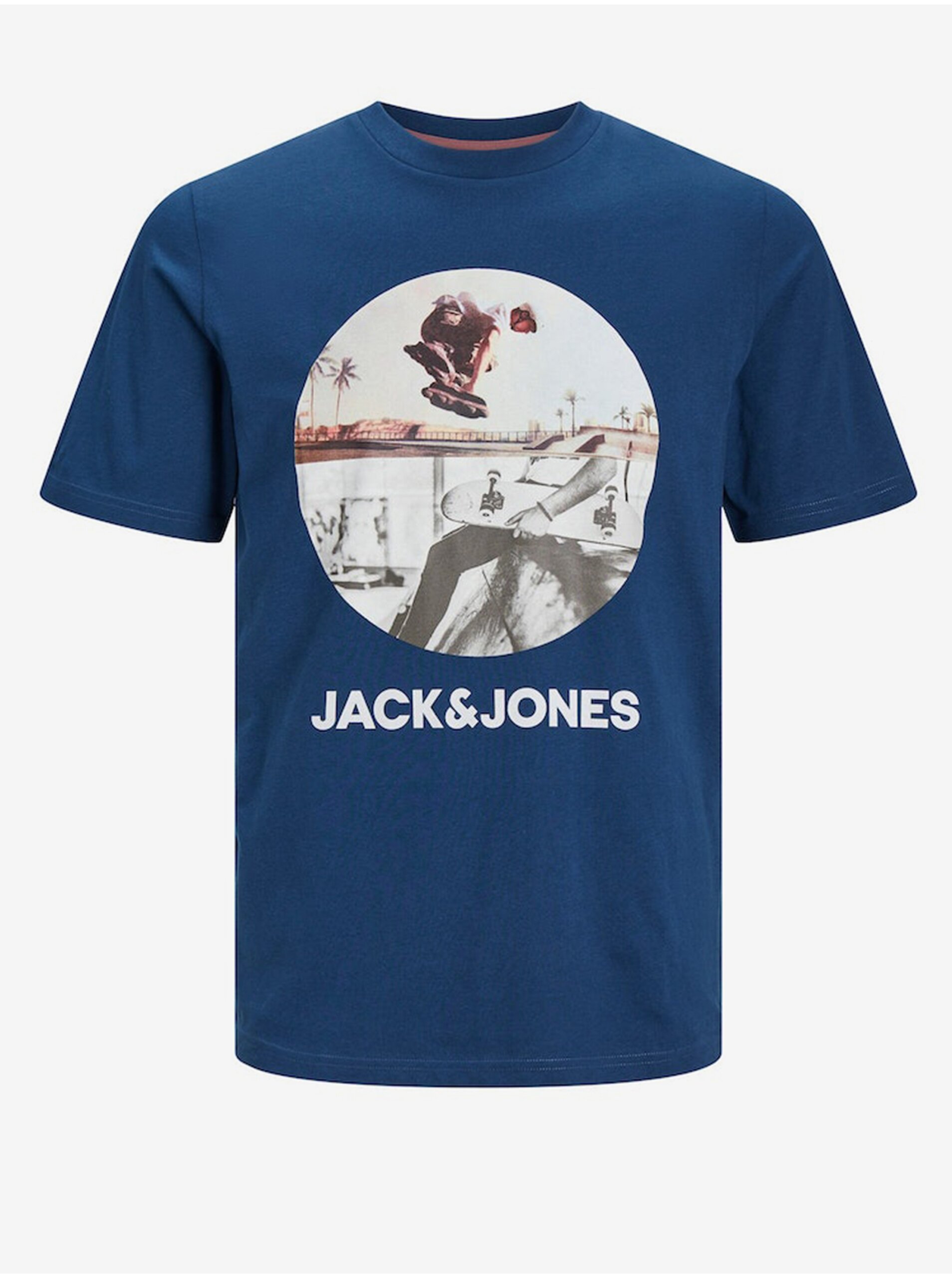 Lacno Modré pánske tričko Jack & Jones Navin