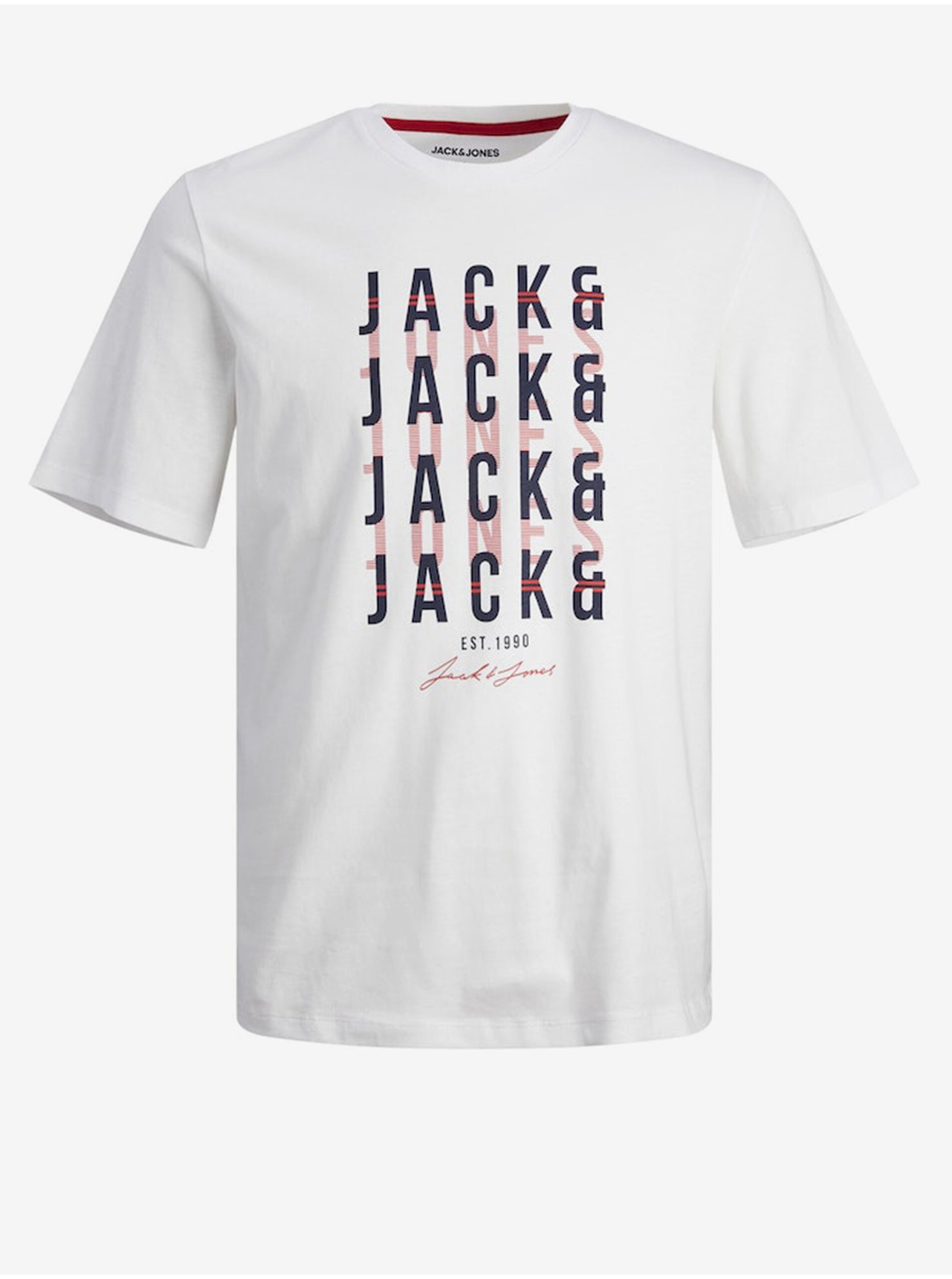 Lacno Biele pánske tričko Jack & Jones Delvin