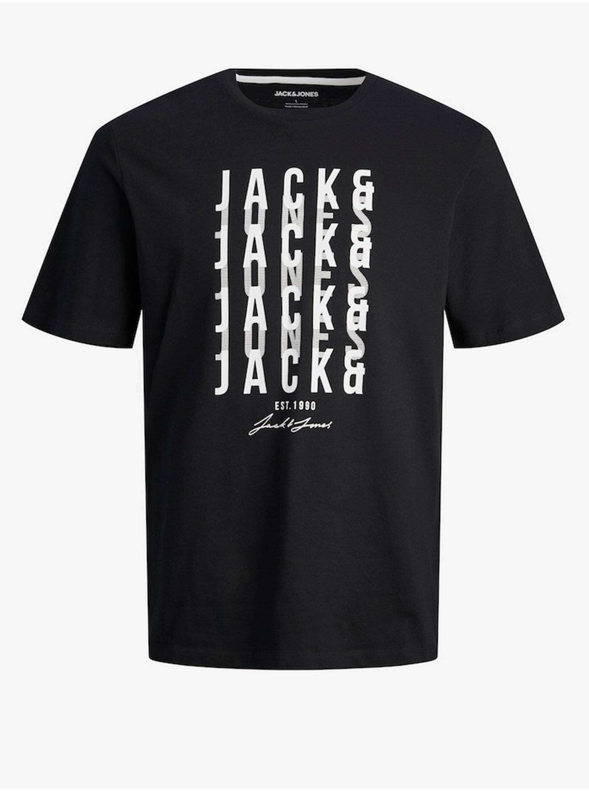 Levně Černé pánské tričko Jack & Jones Delvin