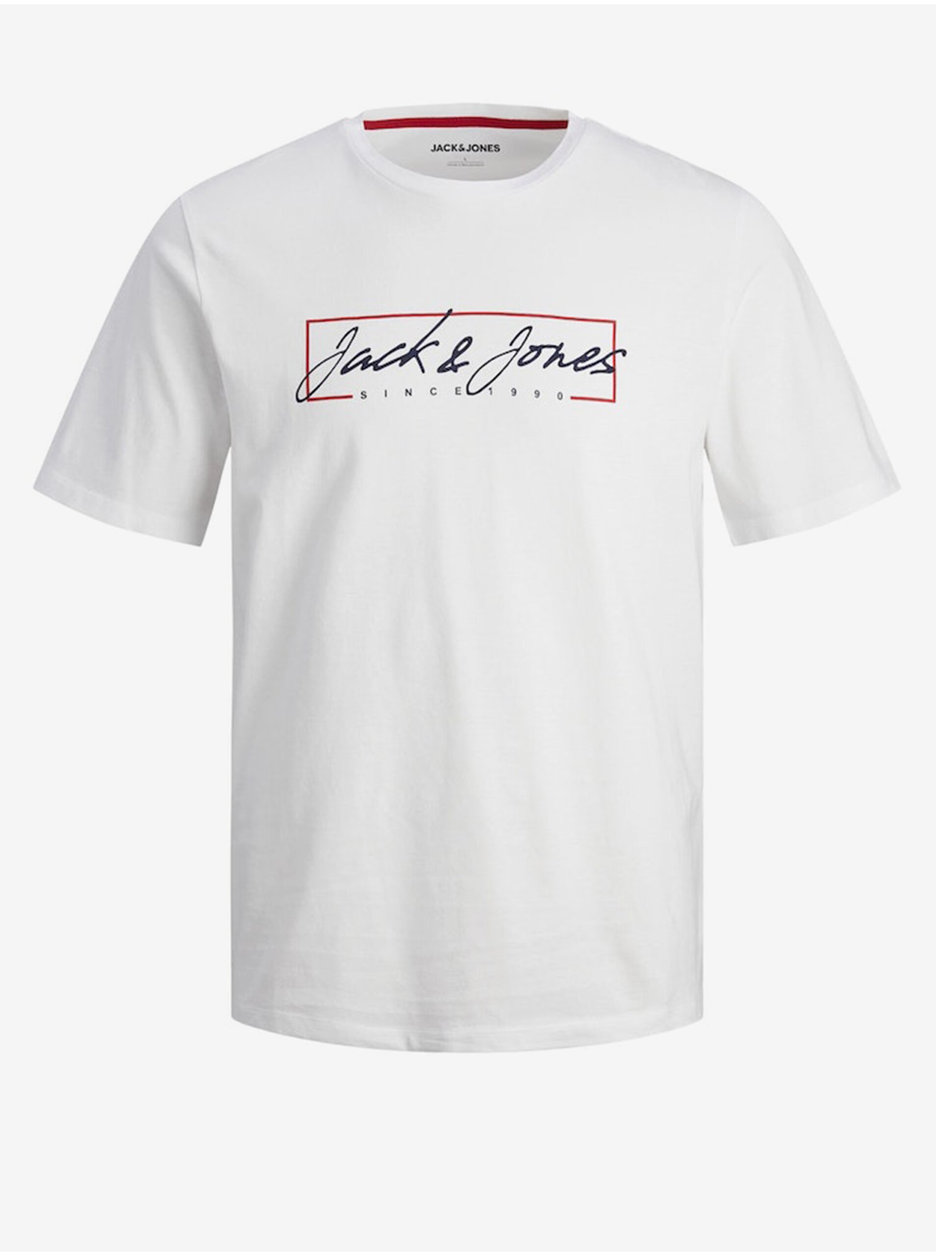 Lacno Biele pánske tričko Jack & Jones Zion