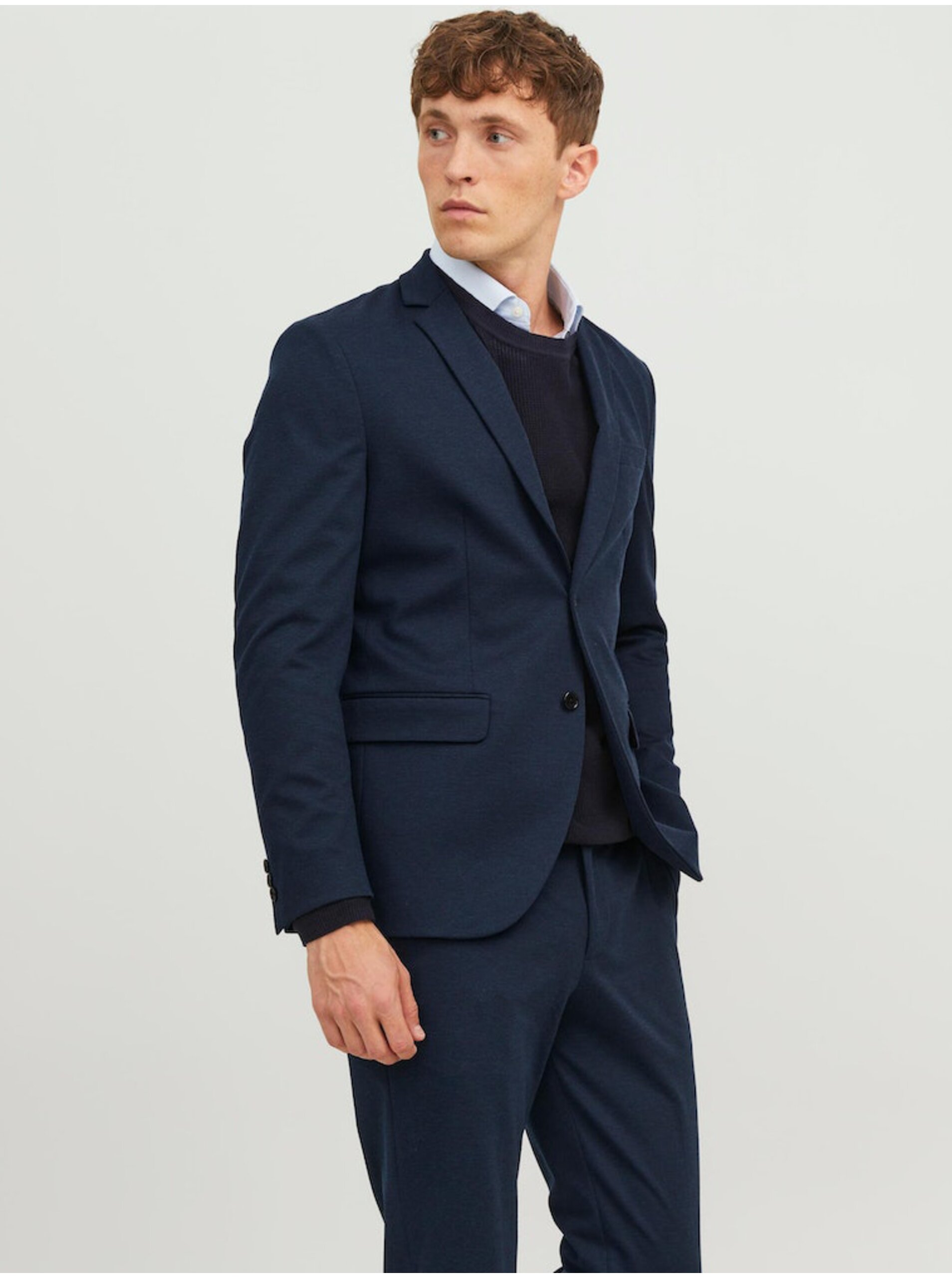 Tmavě modré pánské sako Jack & Jones