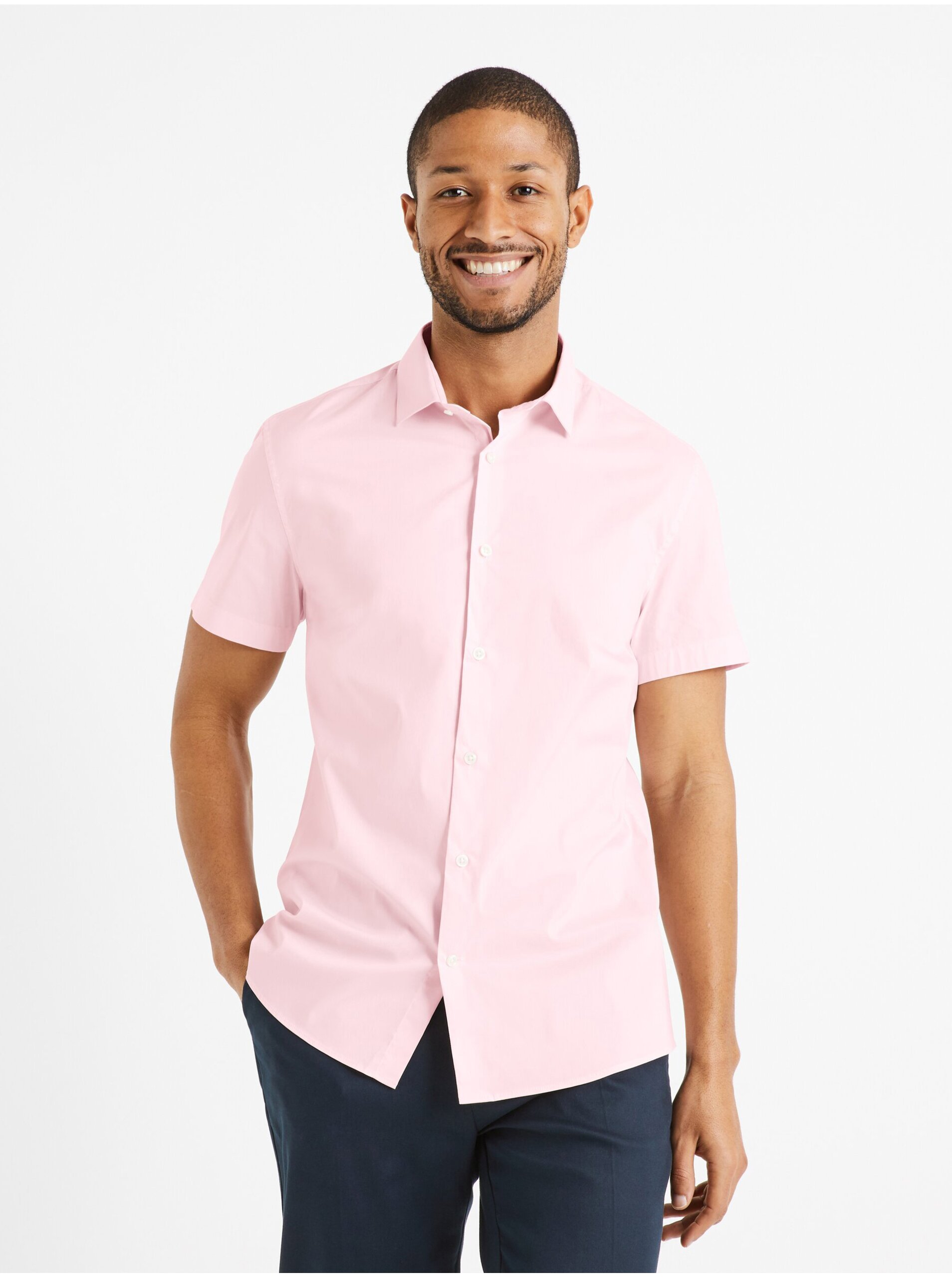 E-shop Růžová pánská košile Celio Daslim