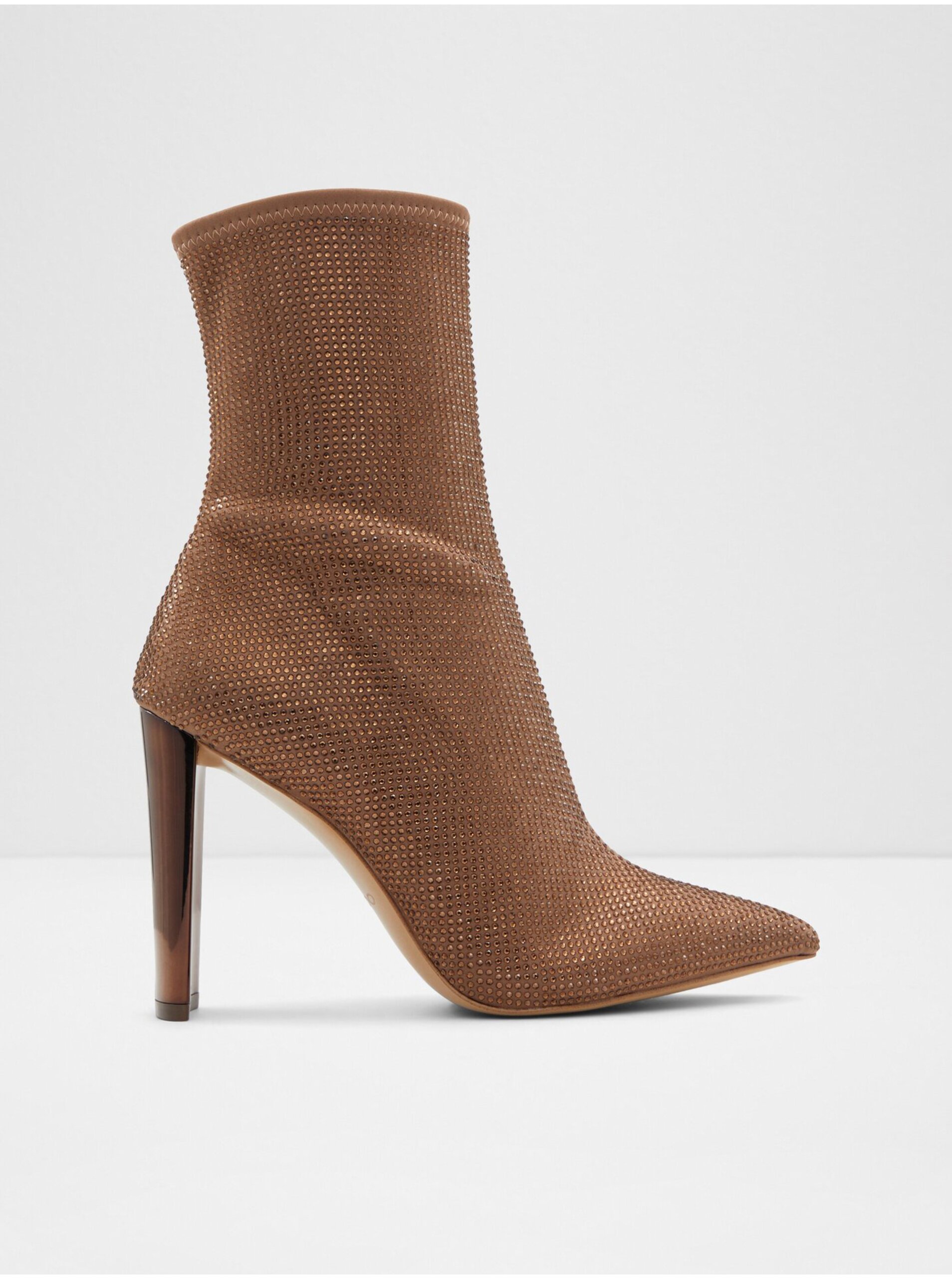 E-shop Hnedé dámske členkové topánky s ozdobnými kamienkami ALDO Dove