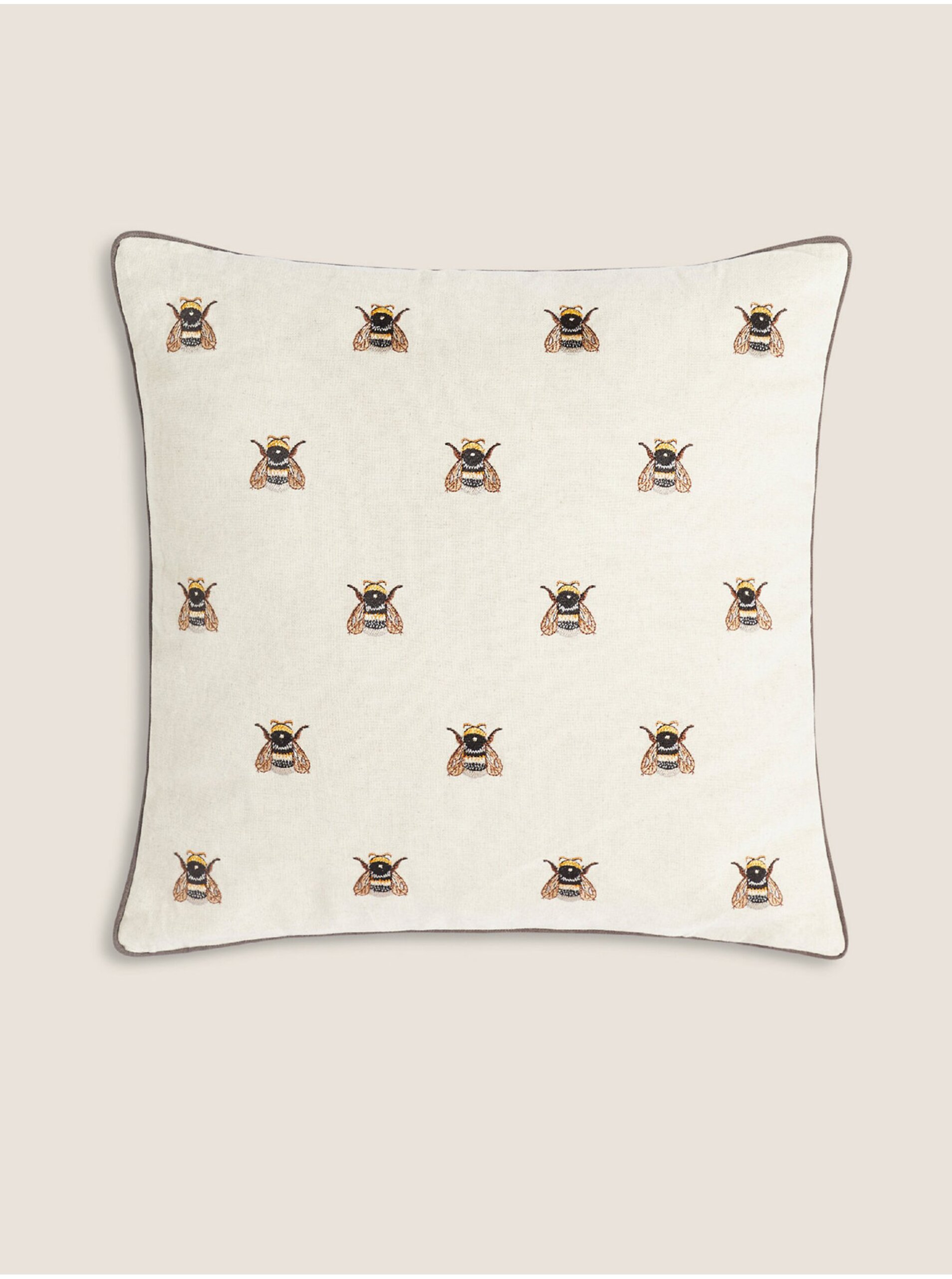 E-shop Krémový sametový dekorativní polštář s motivem včel Marks & Spencer