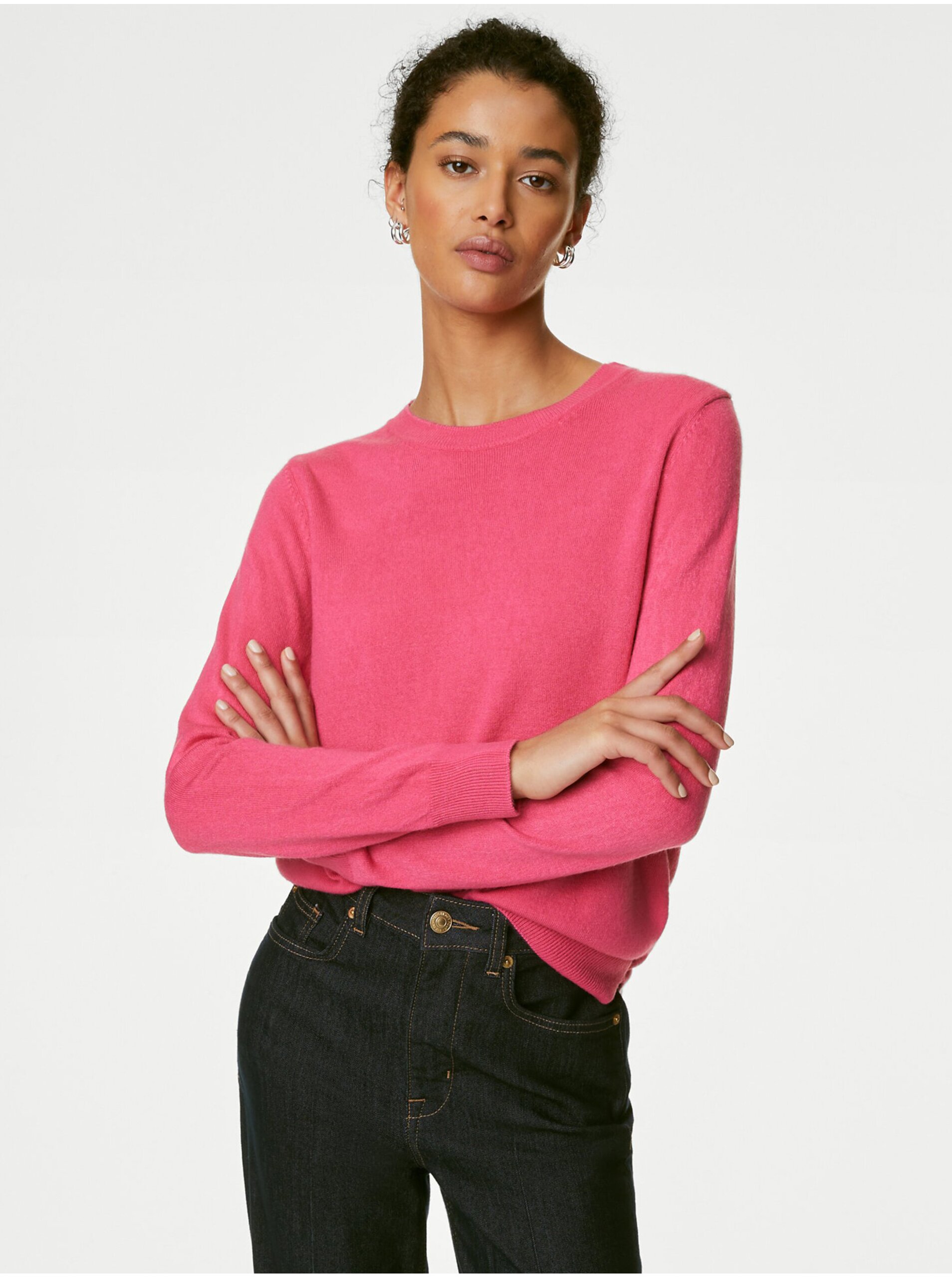 Levně Růžový dámský basic svetr Marks & Spencer