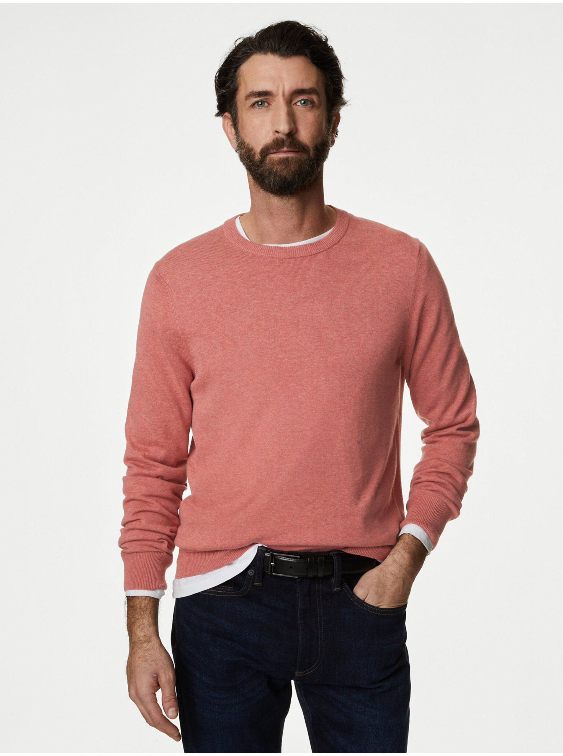 E-shop Cihlový pánský basic svetr Marks & Spencer