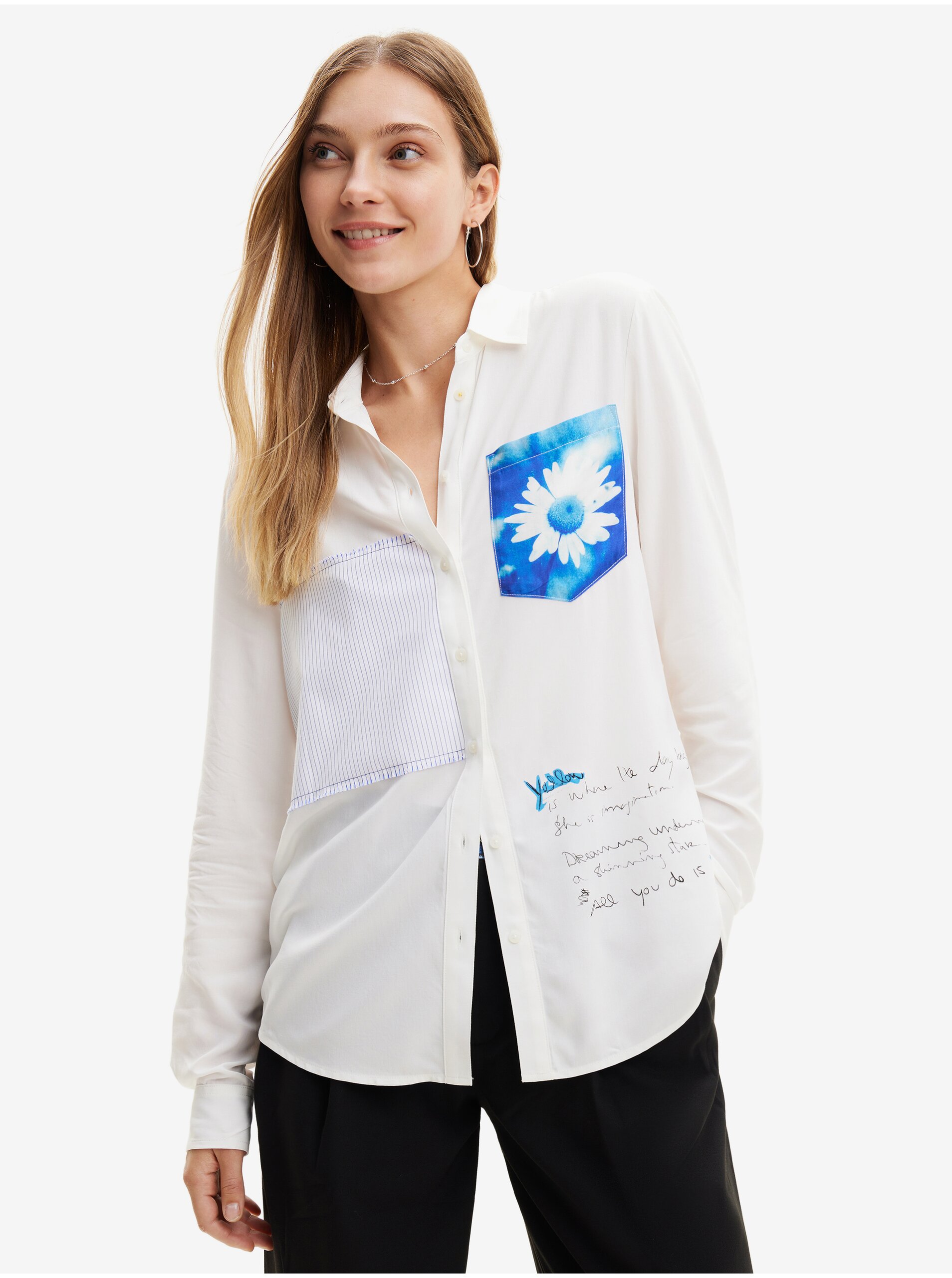 E-shop Biela dámska košeľa Desigual Génova