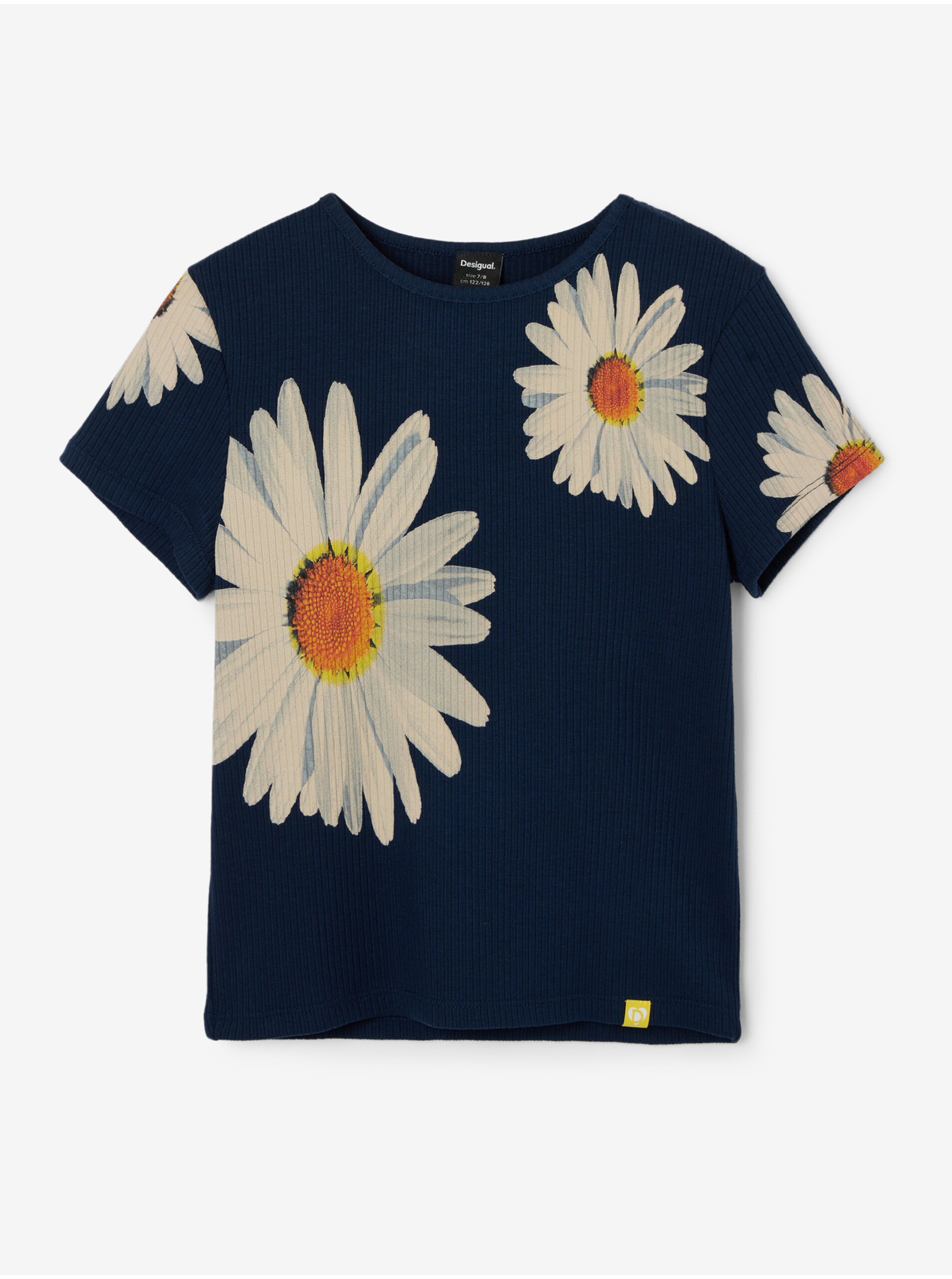 Lacno Tmavomodré dievčenské kvetované tričko Desigual Danerys