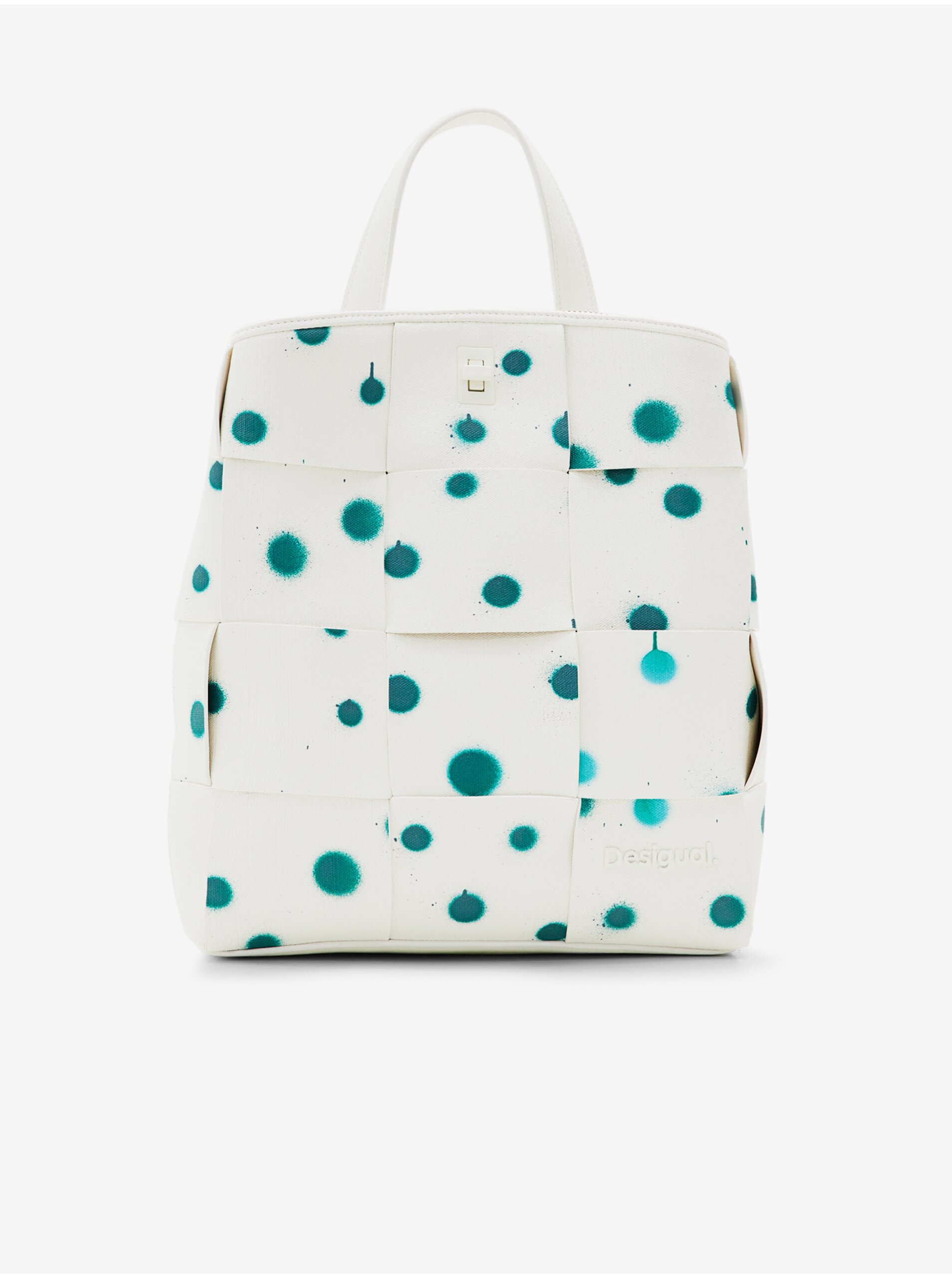 E-shop Zeleno-biely dámsky vzorovaný batoh Desigual New Splatter Sumy Mini