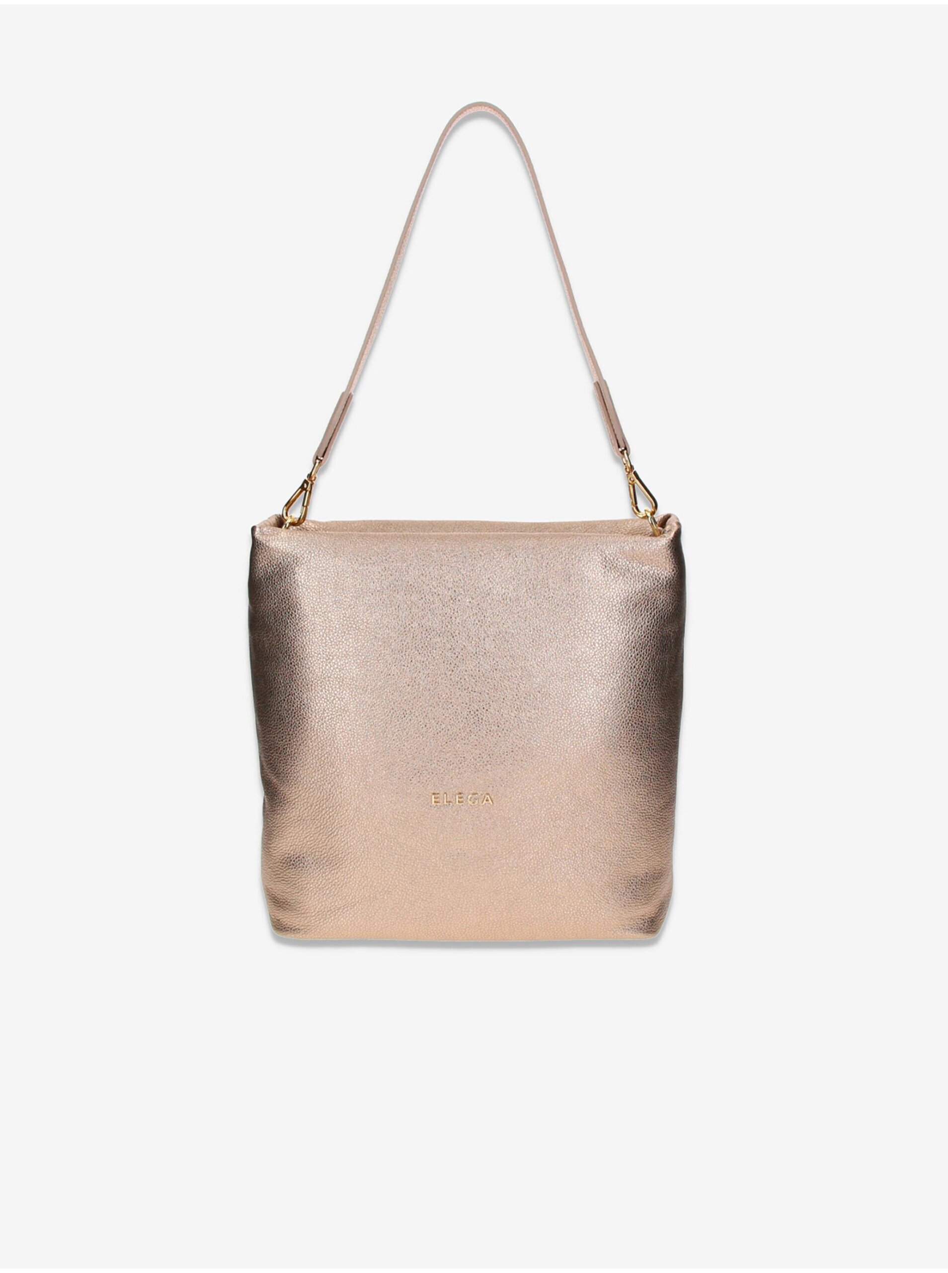E-shop Dámska kožená kabelka v zlatej farbe Elega Fluffy
