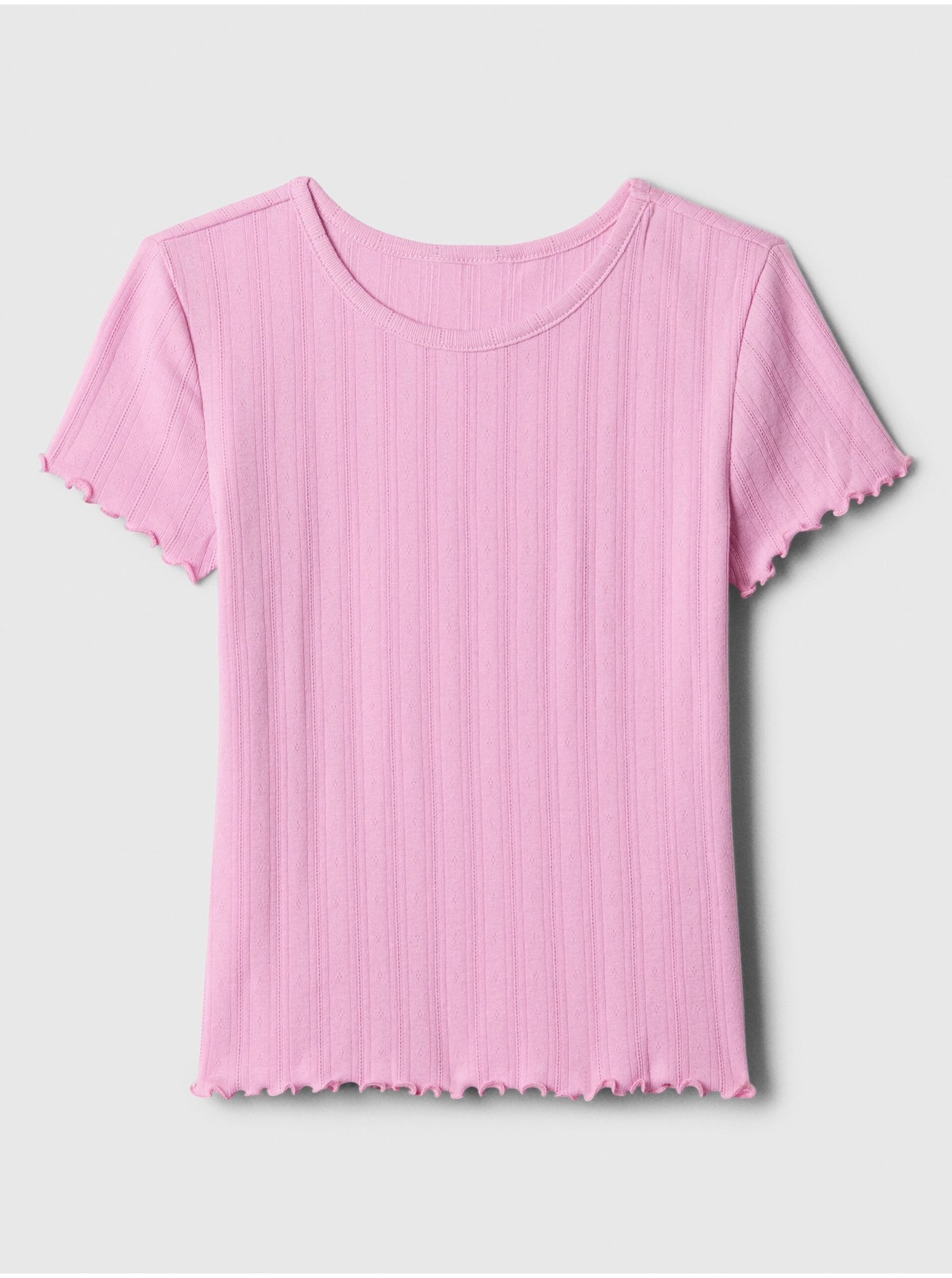 Levně Růžové holčičí žebrované tričko GAP