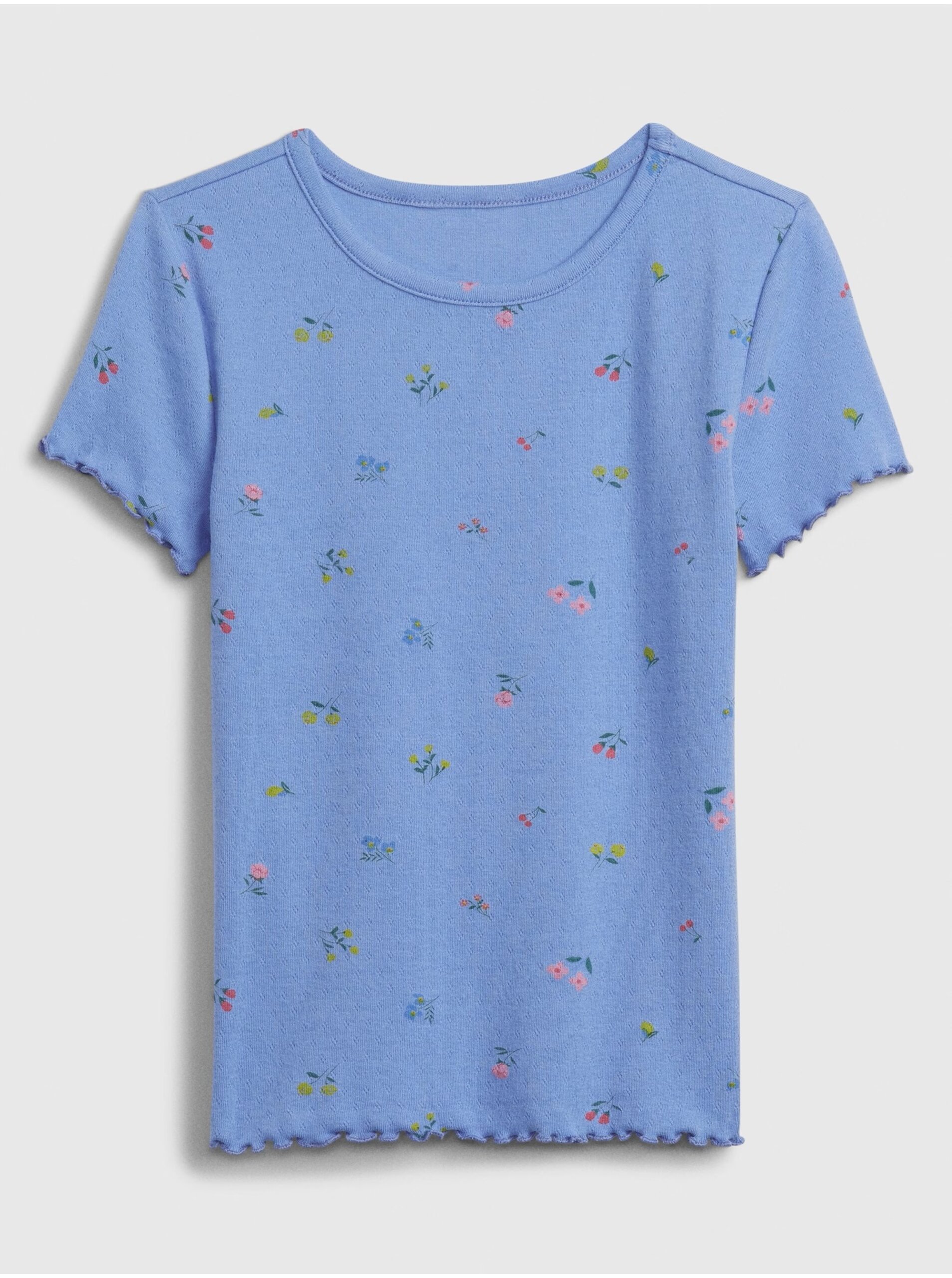 Lacno Modré dievčenské kvetované tričko GAP