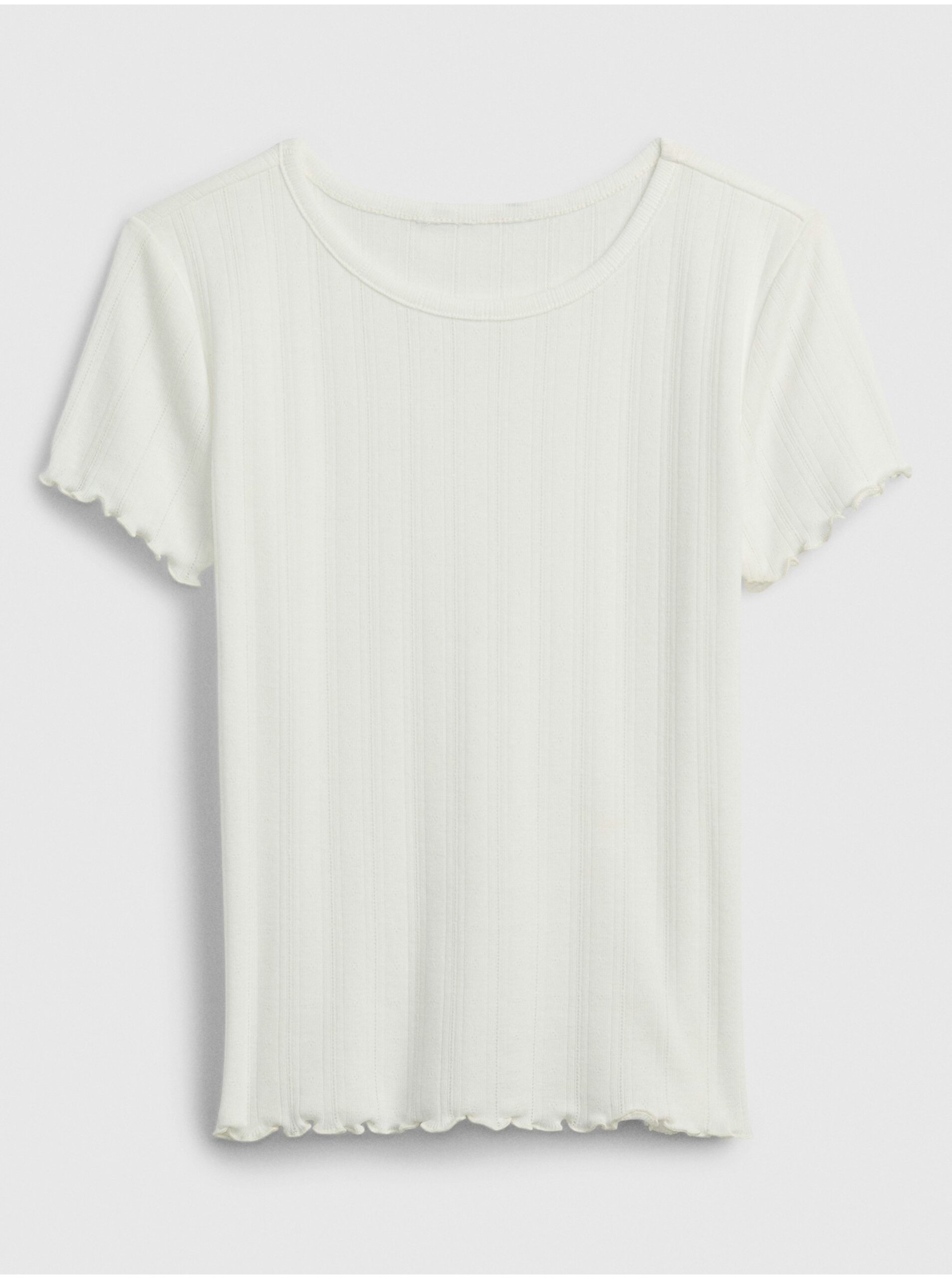 Lacno Biele dievčenské rebrované tričko GAP