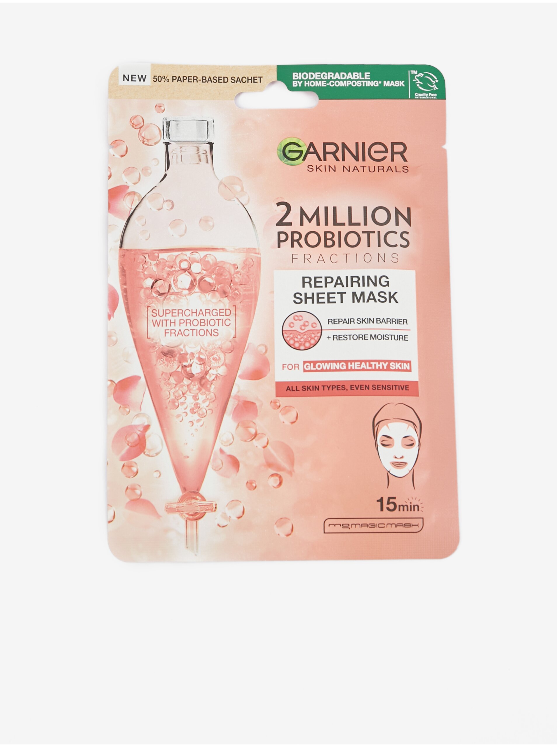 Levně Regenerační pleťová textilní maska s probiotickými frakcemi Garnier Skin Naturals (22 g)