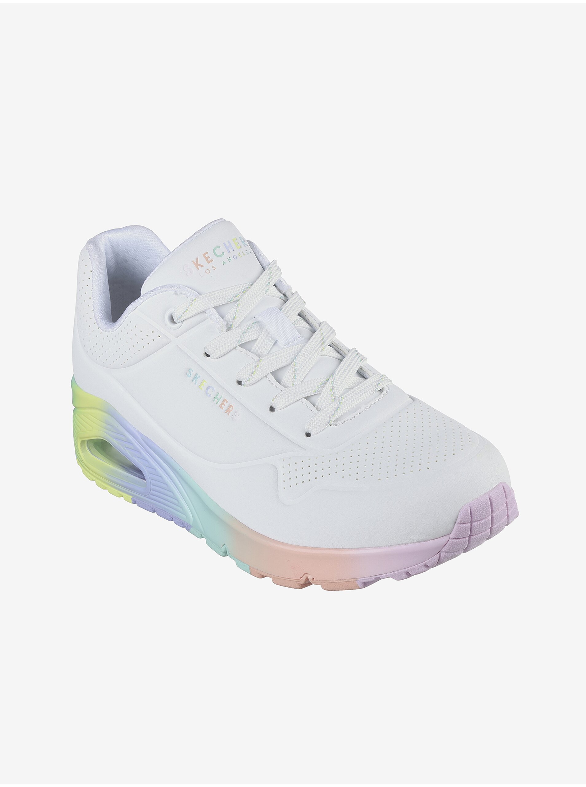 E-shop Biele dámske tenisky Skechers Uno - Rainbow Souls