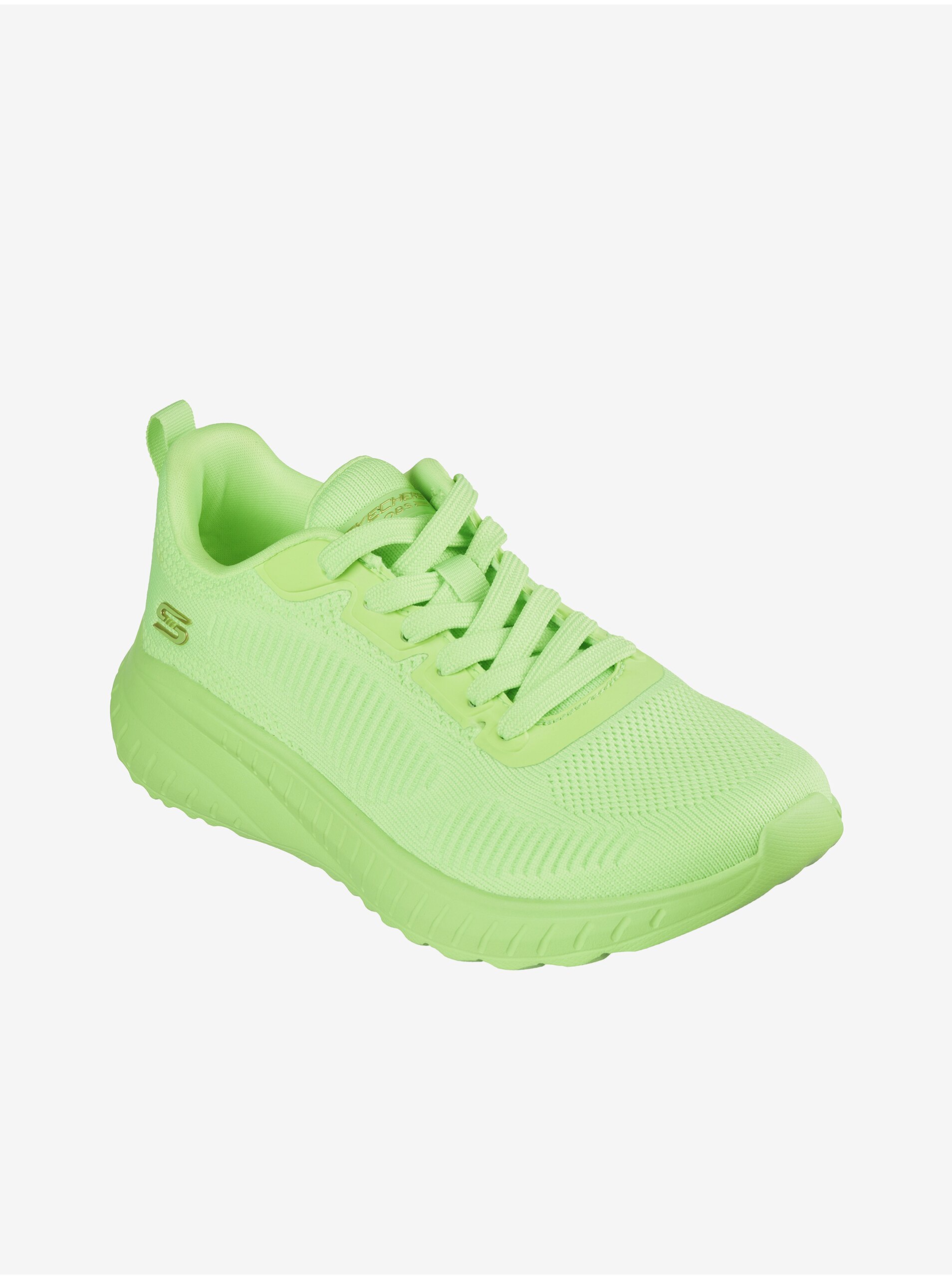 Levně Neonově zelené dámské tenisky Skechers BOBS Squad Chaos - Color Rythms