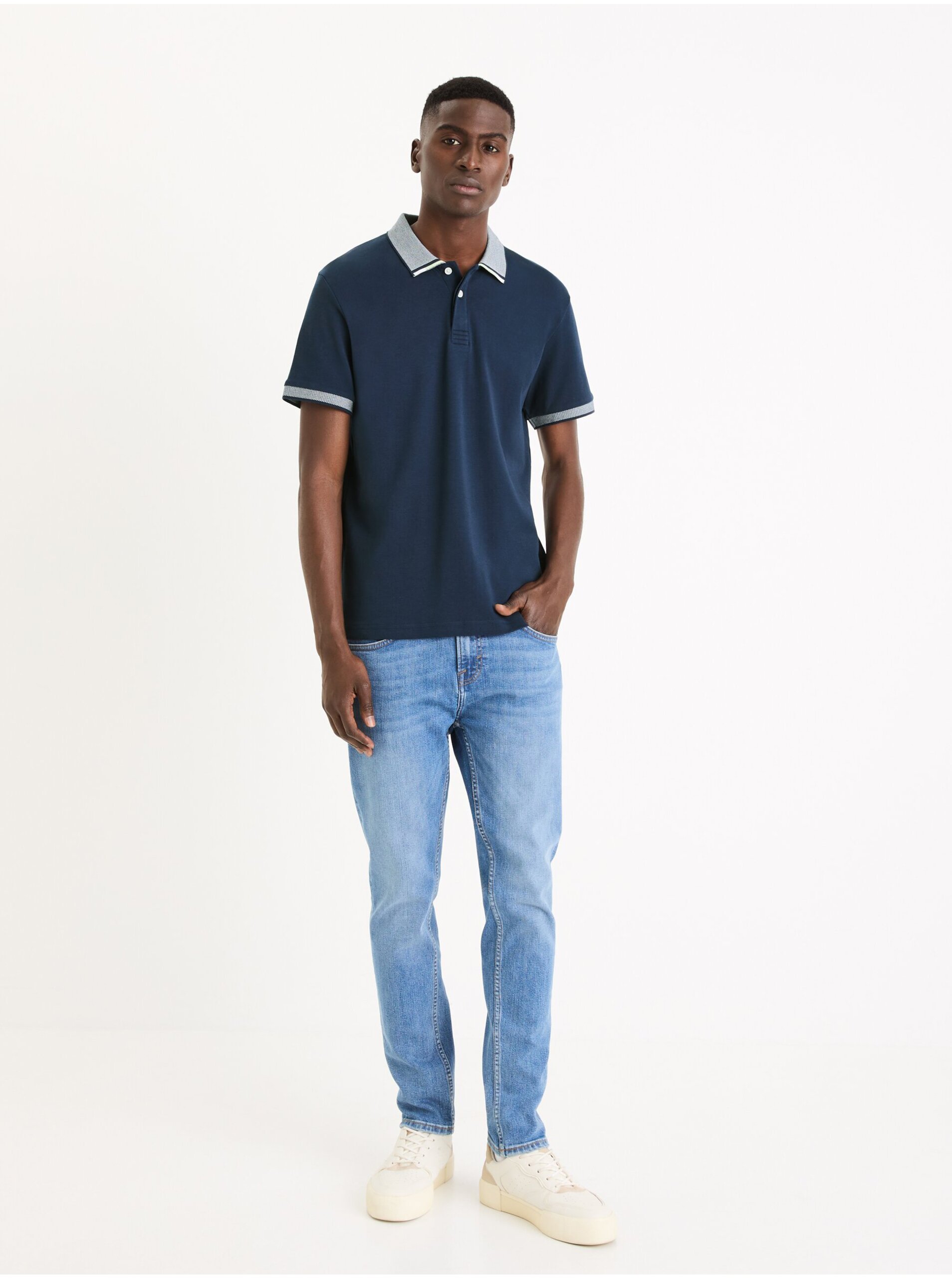 Tmavě modré pánské basic polo tričko Celio Gesort