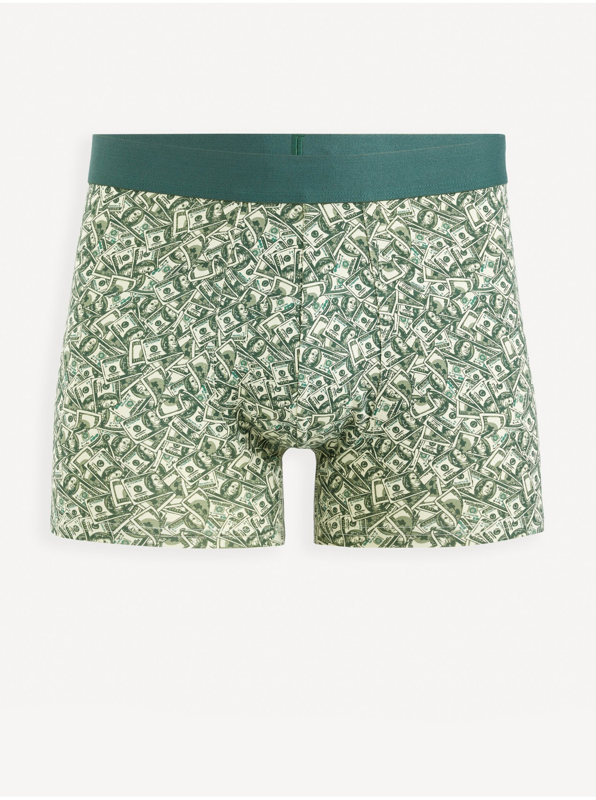 Levně Tmavě zelené pánské vzorované boxerky Celio Gibobank