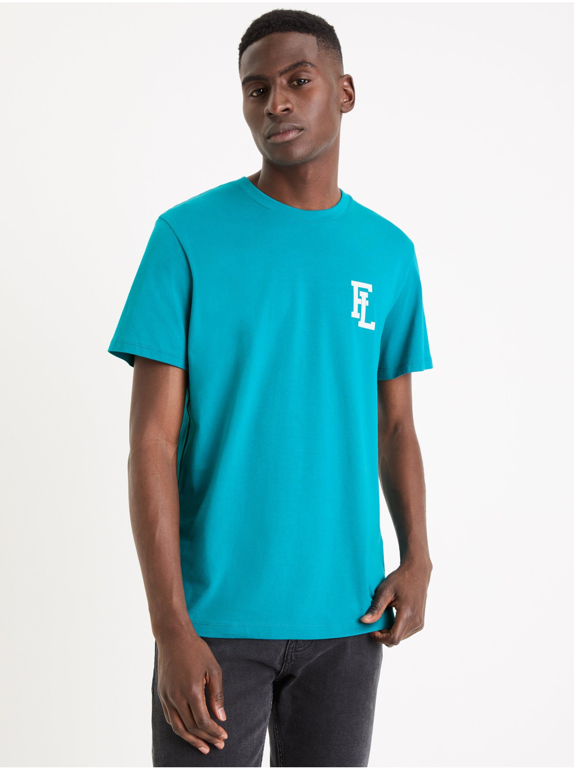 E-shop Modré pánské tričko Celio Gexflov