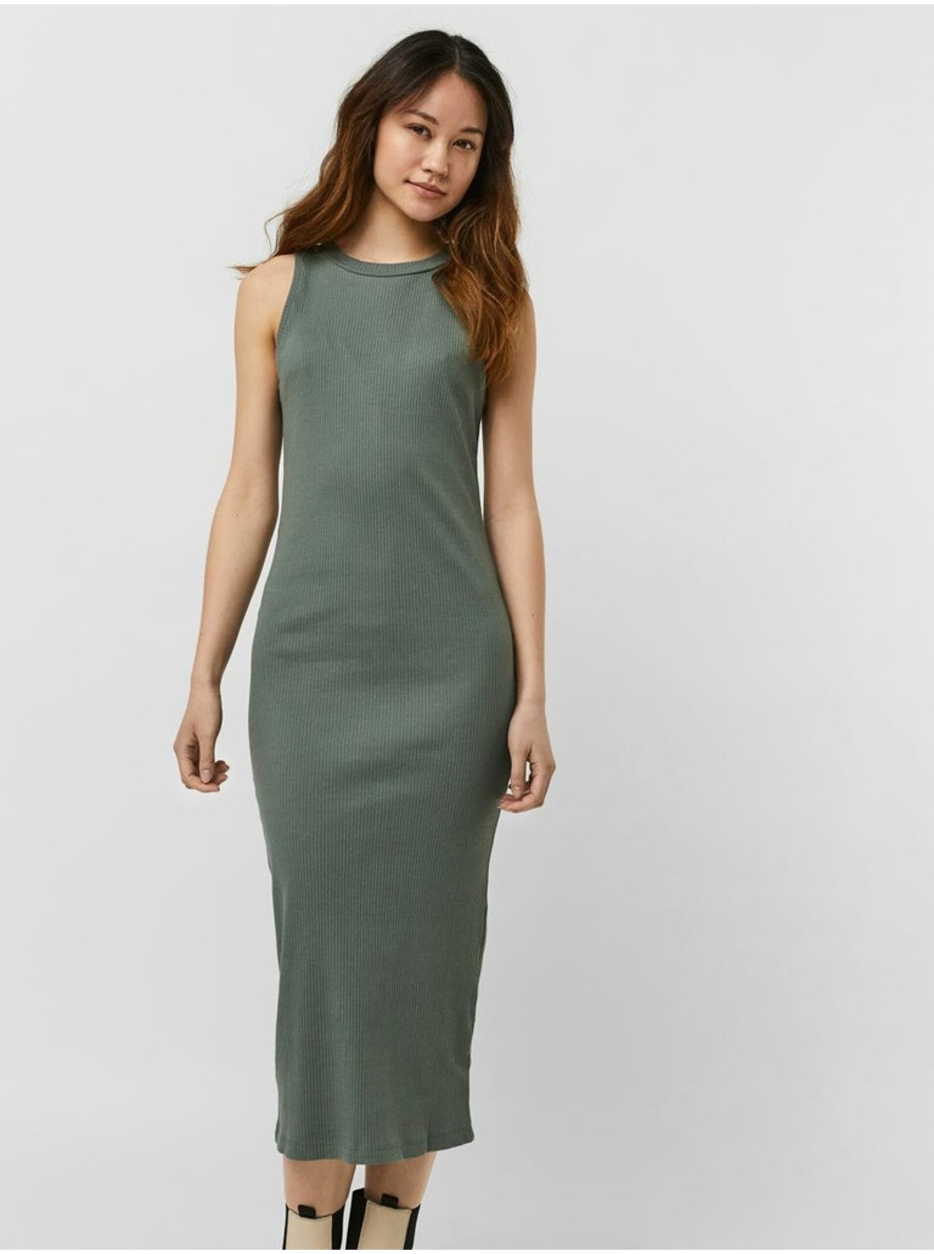 E-shop Zelené dámské pouzdrové basic šaty AWARE by VERO MODA Lavender