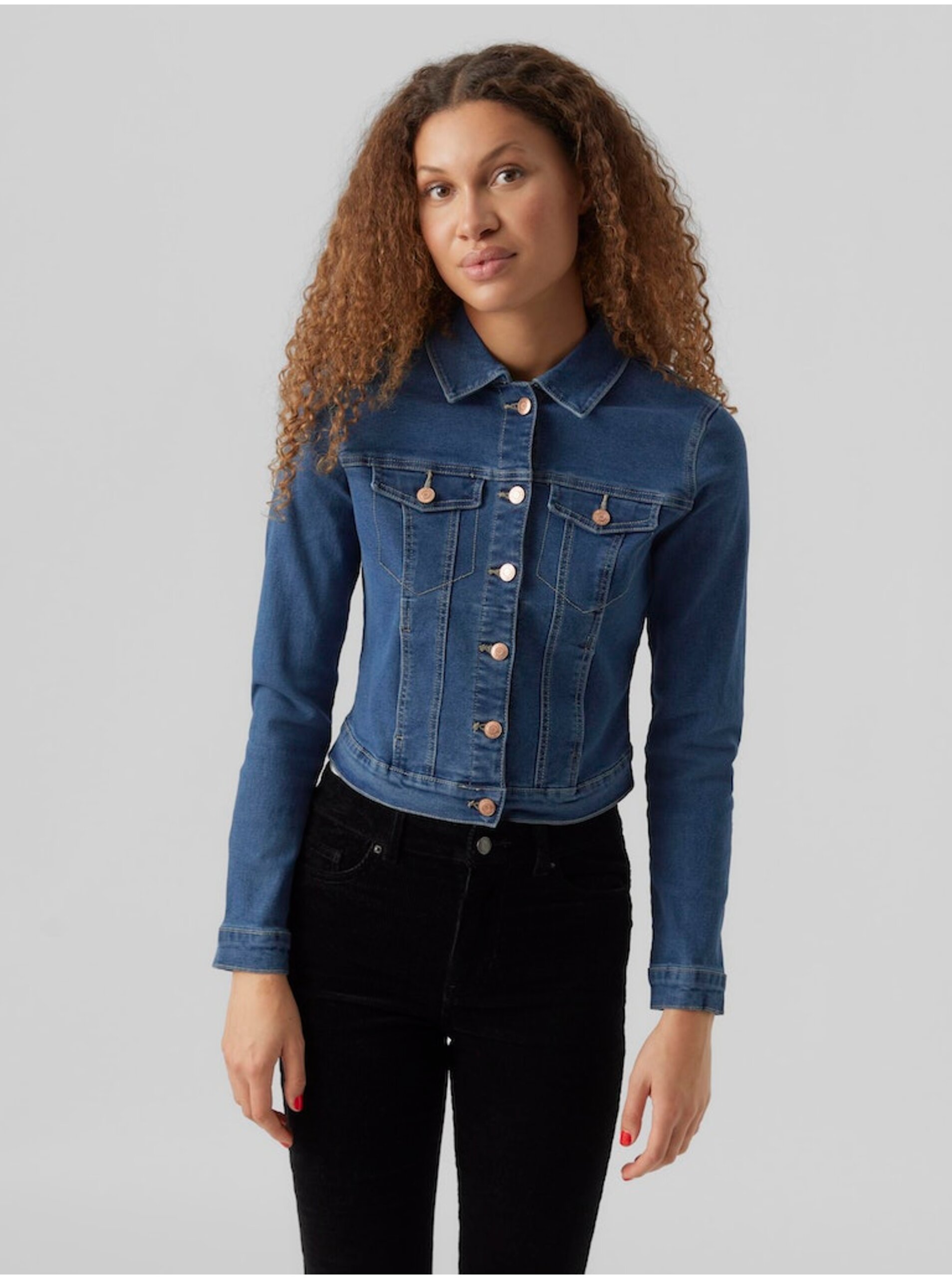 Lacno Tmavomodrá dámska džínsová bunda Vero Moda Luna