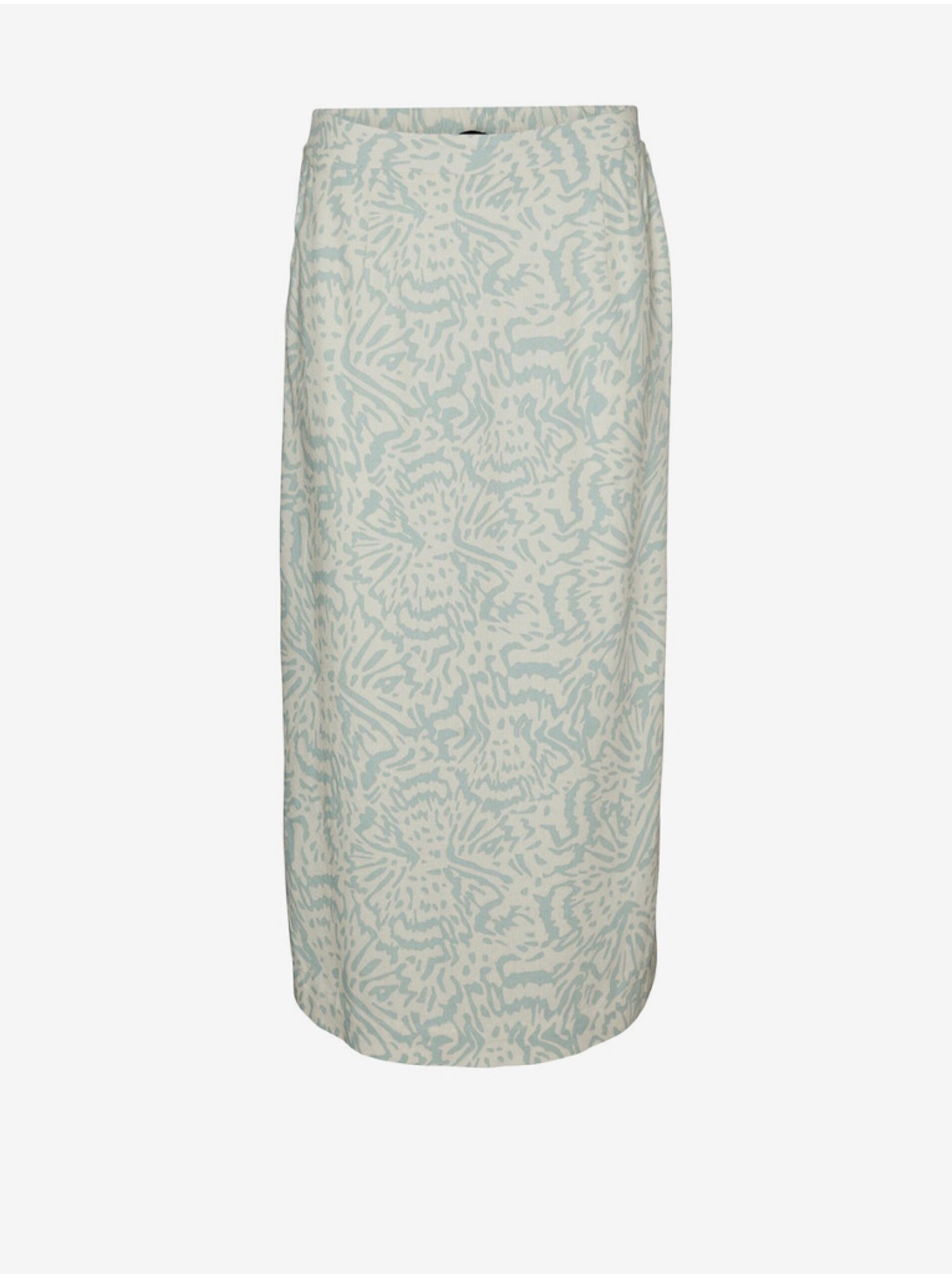 Levně Krémová vzorovaná midi sukně s příměsí lnu Vero Moda Mymilo