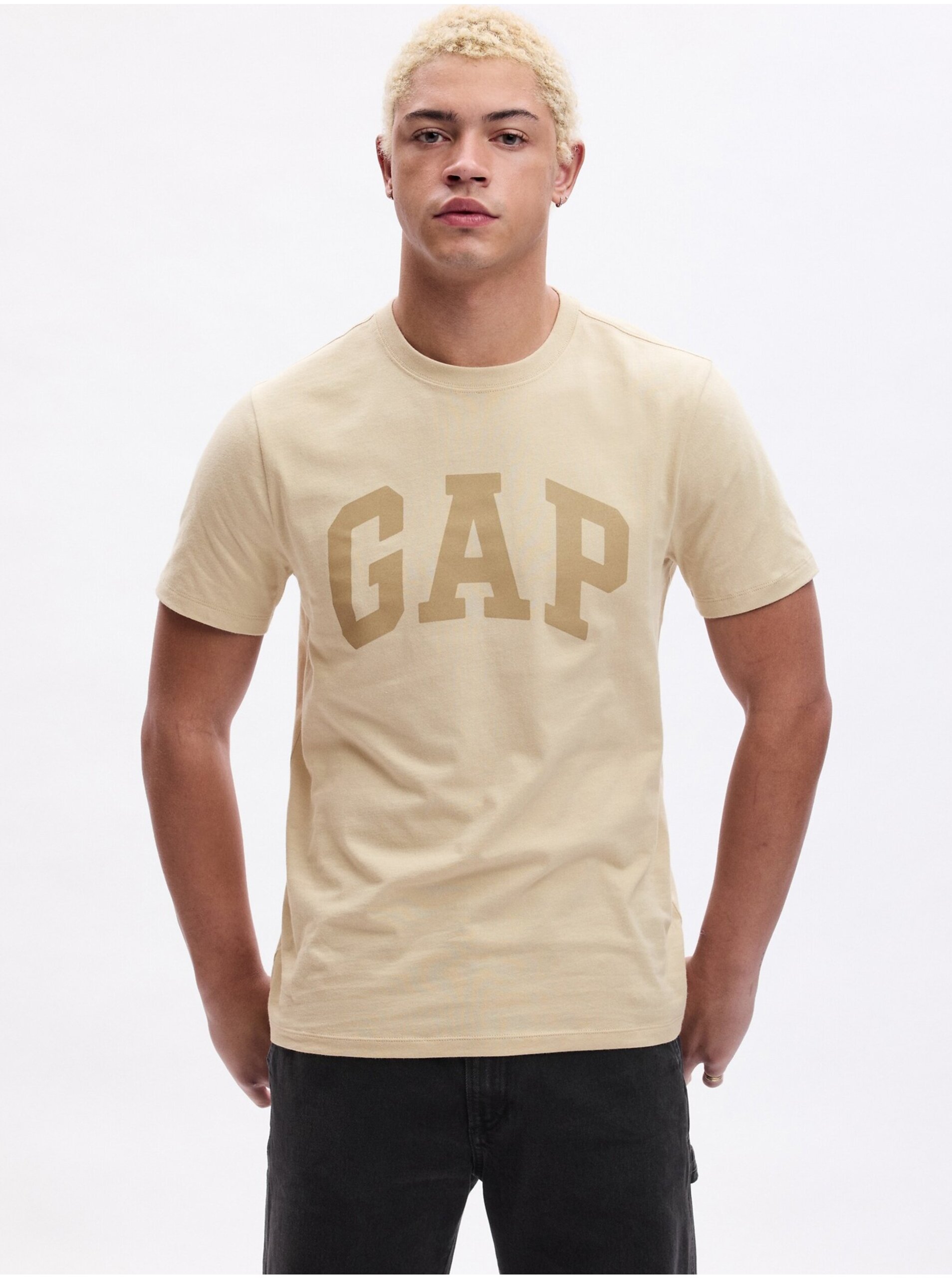 Lacno Béžové pánske tričko GAP